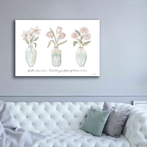 Image of 'Faith, Hope, Love Flower Vases' by Cindy Jacobs, Canvas Wall Art,60 x 40