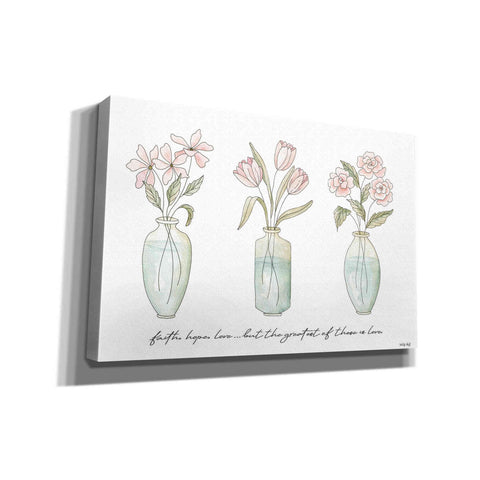 Image of 'Faith, Hope, Love Flower Vases' by Cindy Jacobs, Canvas Wall Art