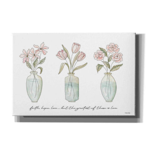 Image of 'Faith, Hope, Love Flower Vases' by Cindy Jacobs, Canvas Wall Art