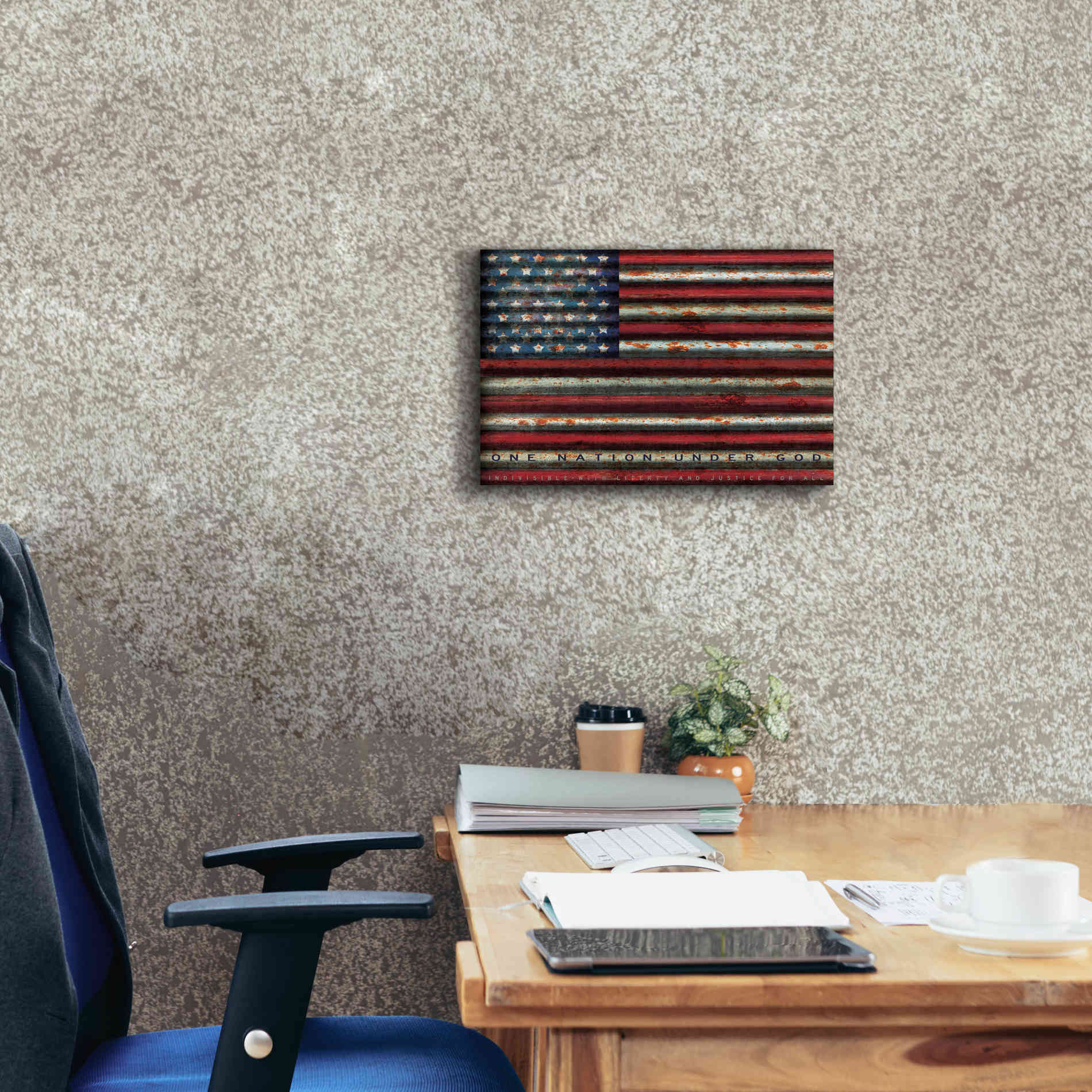 'One Nation Under God on Metal' by Cindy Jacobs, Canvas Wall Art,18 x 12