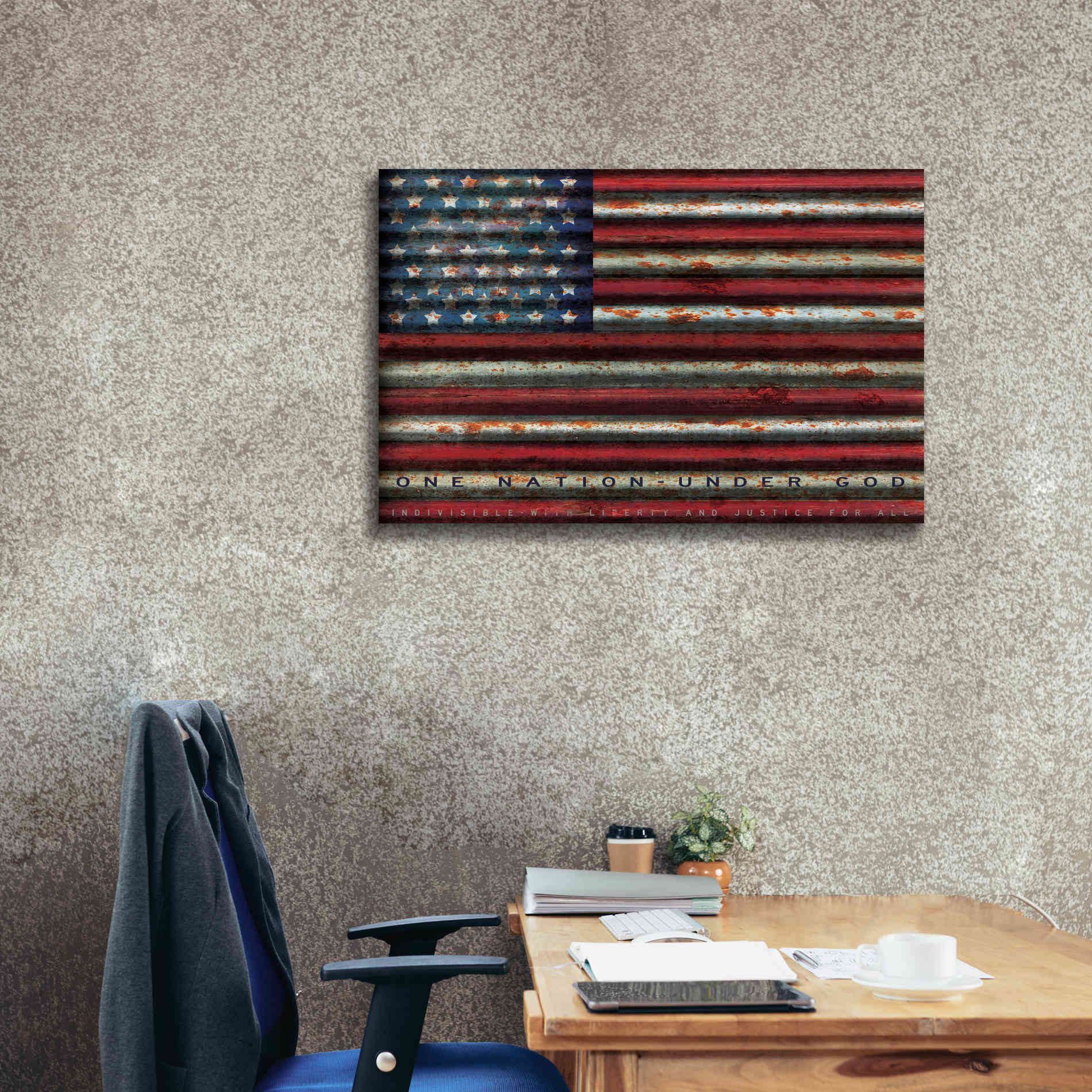 'One Nation Under God on Metal' by Cindy Jacobs, Canvas Wall Art,40 x 26