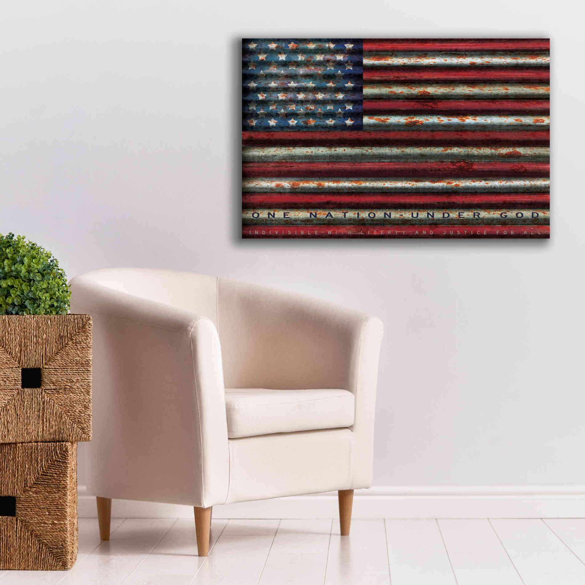 'One Nation Under God on Metal' by Cindy Jacobs, Canvas Wall Art,40 x 26