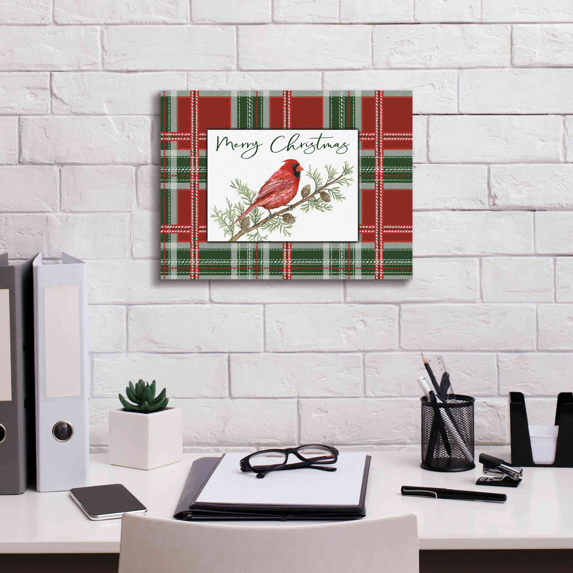 'Merry Christmas Cardinal' by Cindy Jacobs, Canvas Wall Art,16 x 12