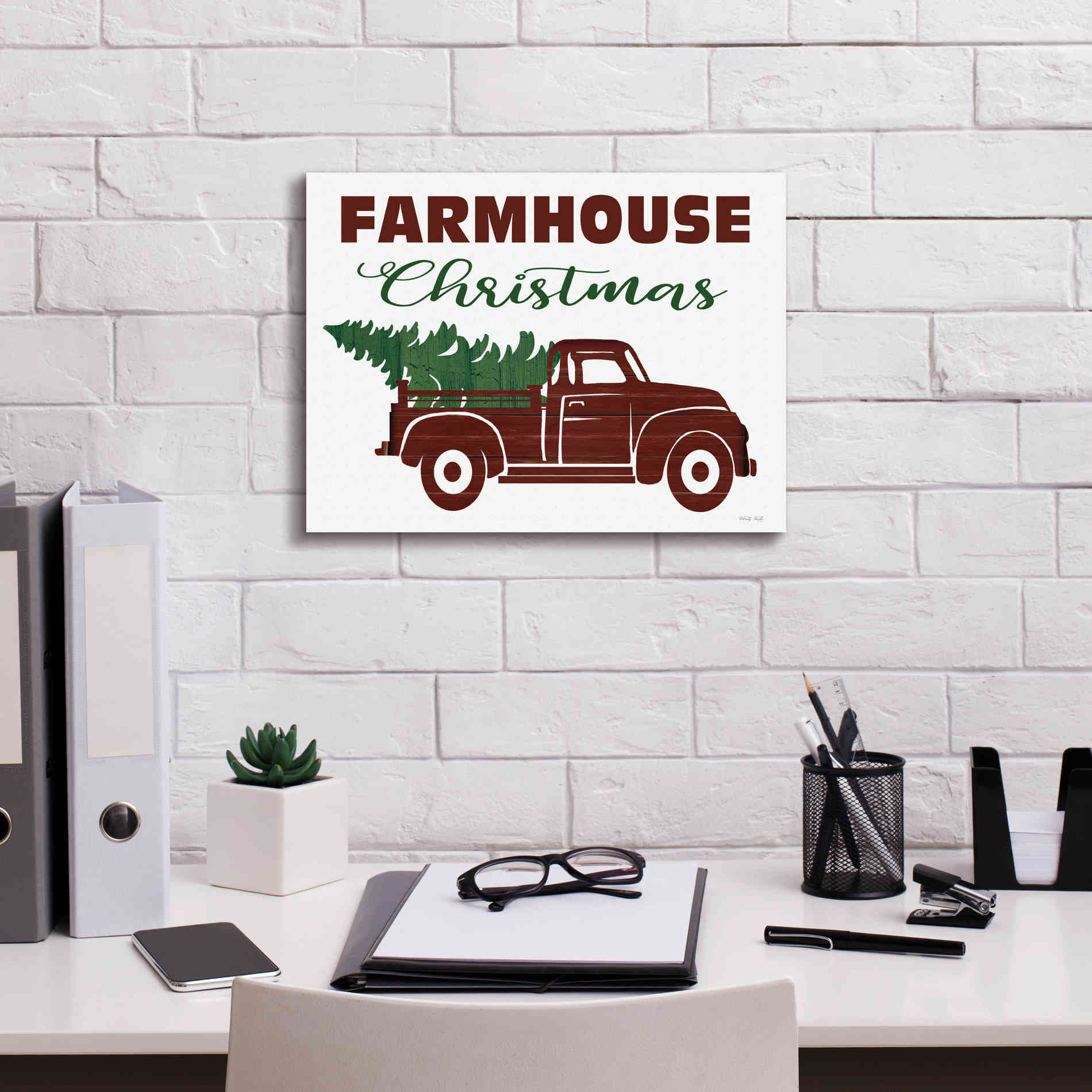 'Farmhouse Christmas Truck' by Cindy Jacobs, Canvas Wall Art,16 x 12