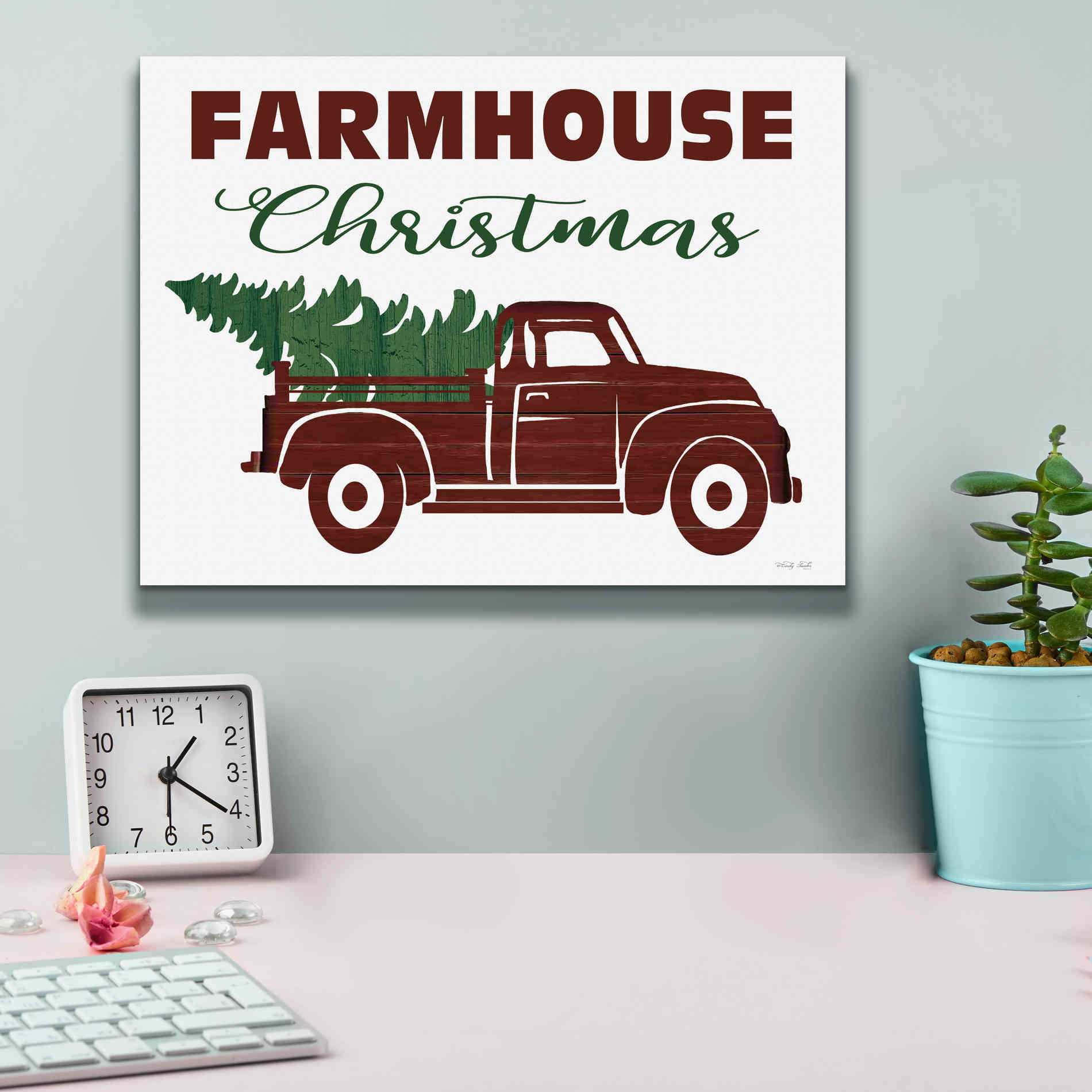 'Farmhouse Christmas Truck' by Cindy Jacobs, Canvas Wall Art,16 x 12