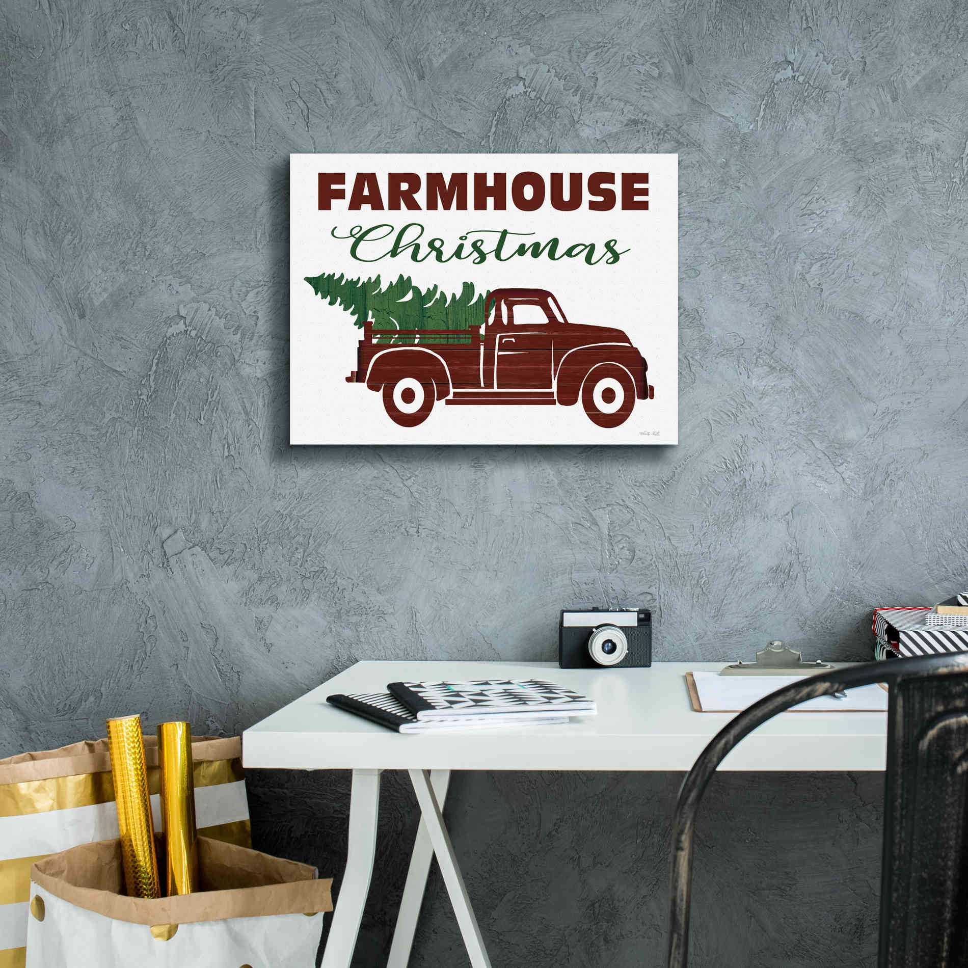 'Farmhouse Christmas Truck' by Cindy Jacobs, Canvas Wall Art,16 x 12