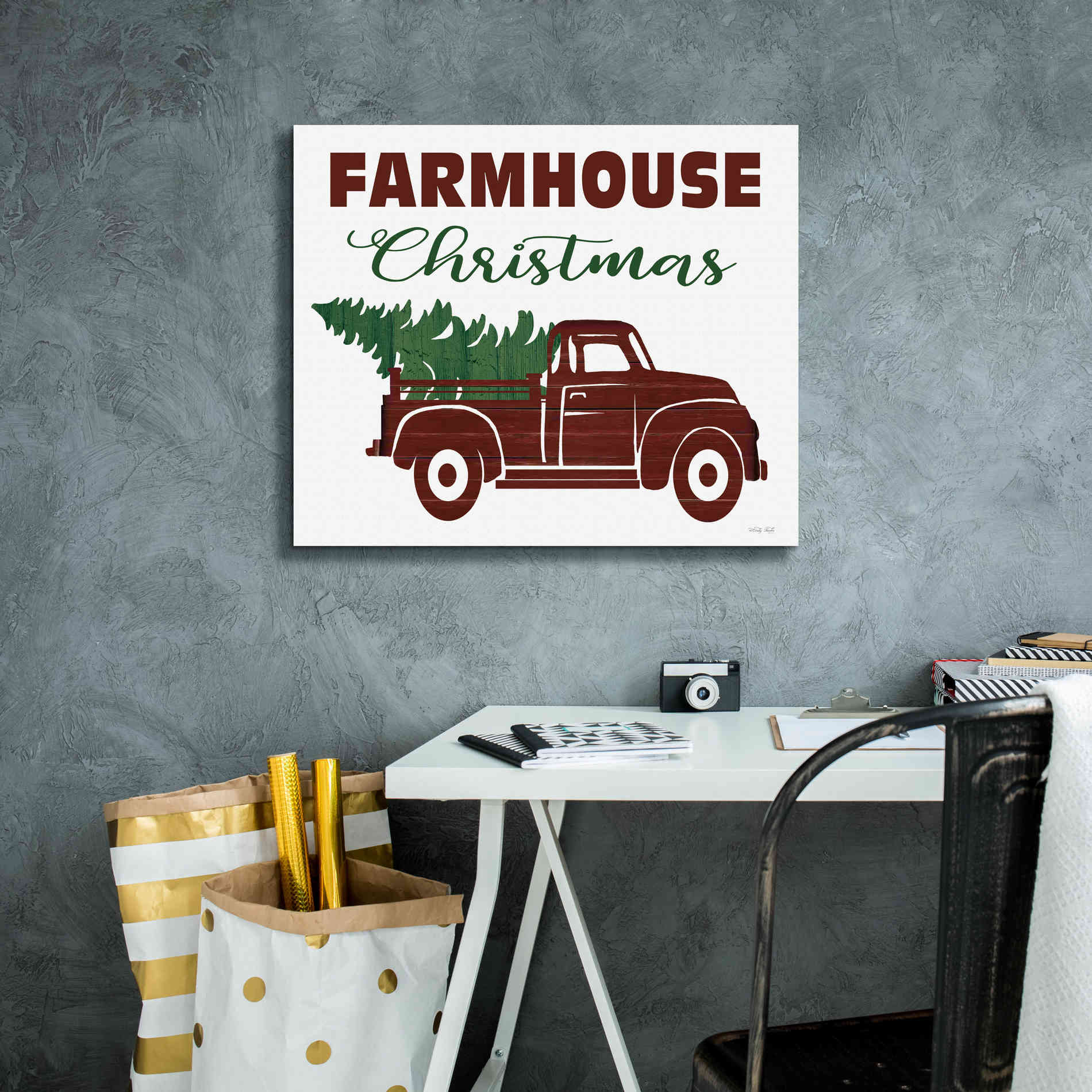 'Farmhouse Christmas Truck' by Cindy Jacobs, Canvas Wall Art,24 x 20