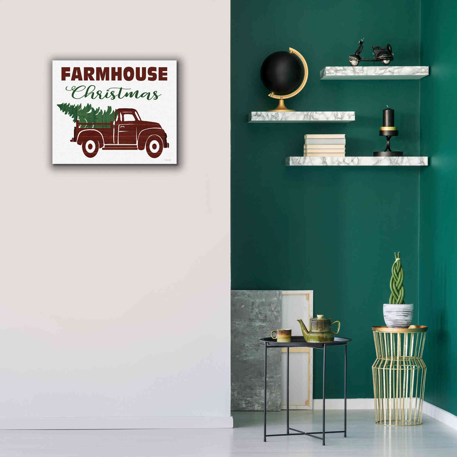 'Farmhouse Christmas Truck' by Cindy Jacobs, Canvas Wall Art,24 x 20