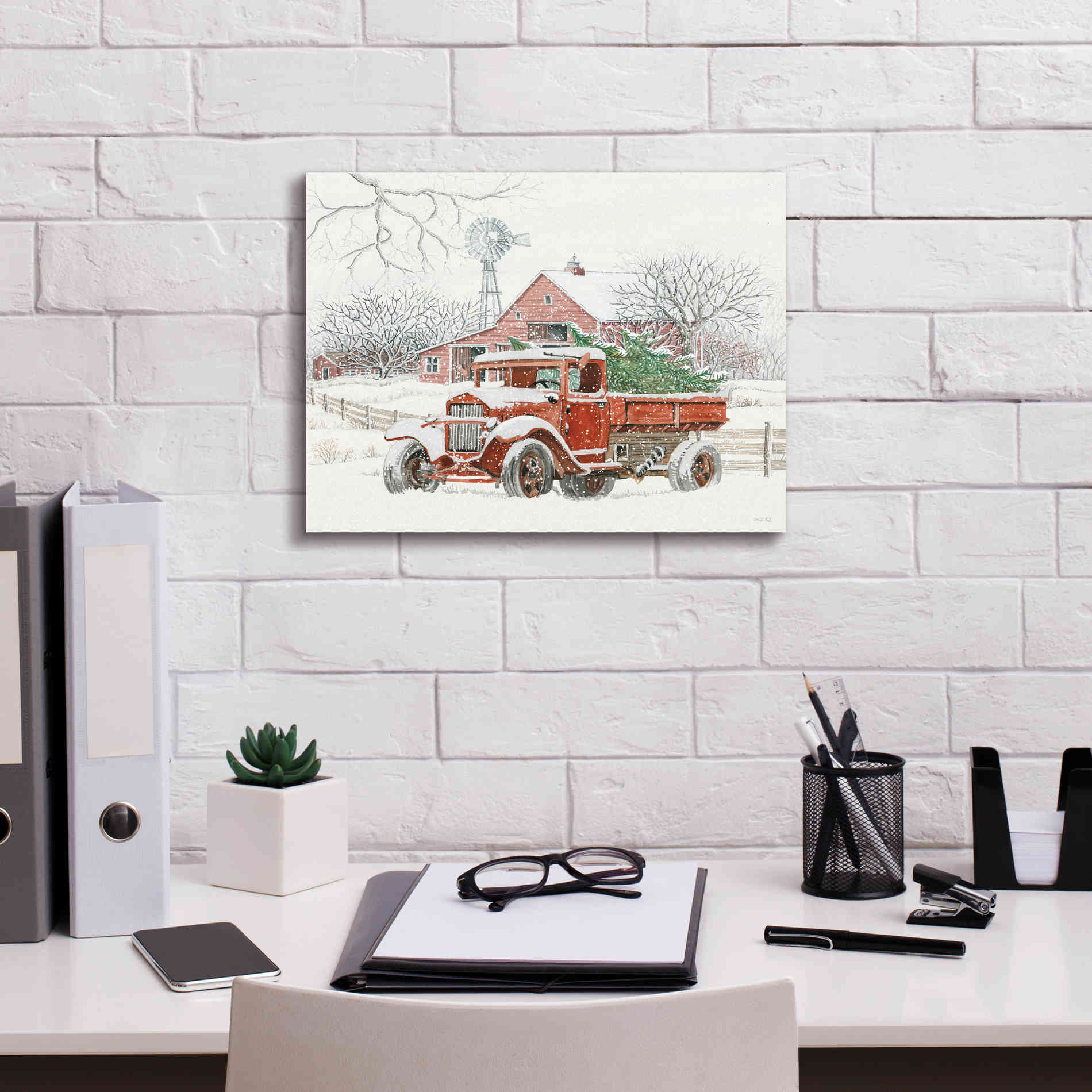 'Windmill Winter' by Cindy Jacobs, Canvas Wall Art,16 x 12