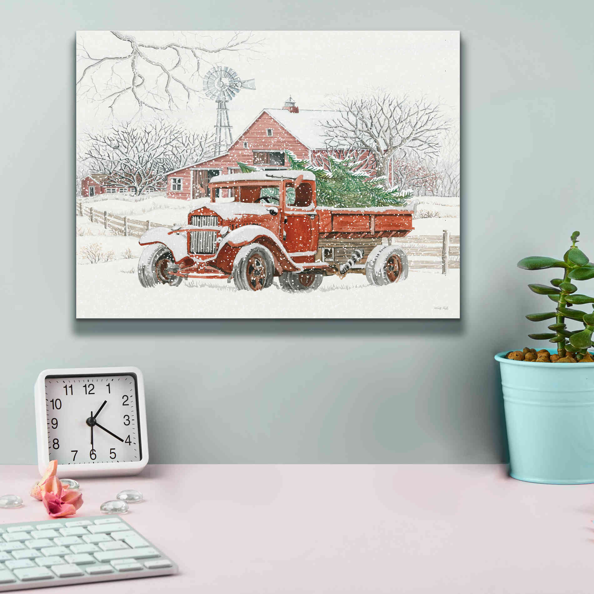 'Windmill Winter' by Cindy Jacobs, Canvas Wall Art,16 x 12