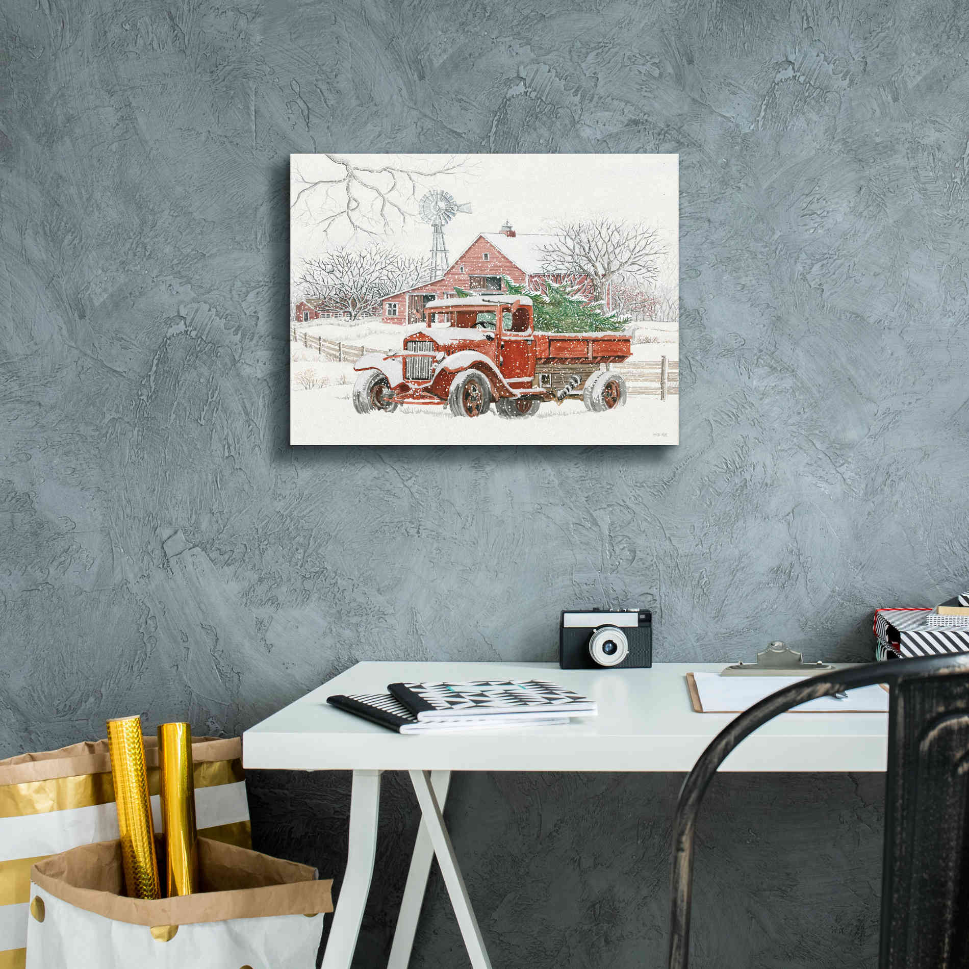 'Windmill Winter' by Cindy Jacobs, Canvas Wall Art,16 x 12