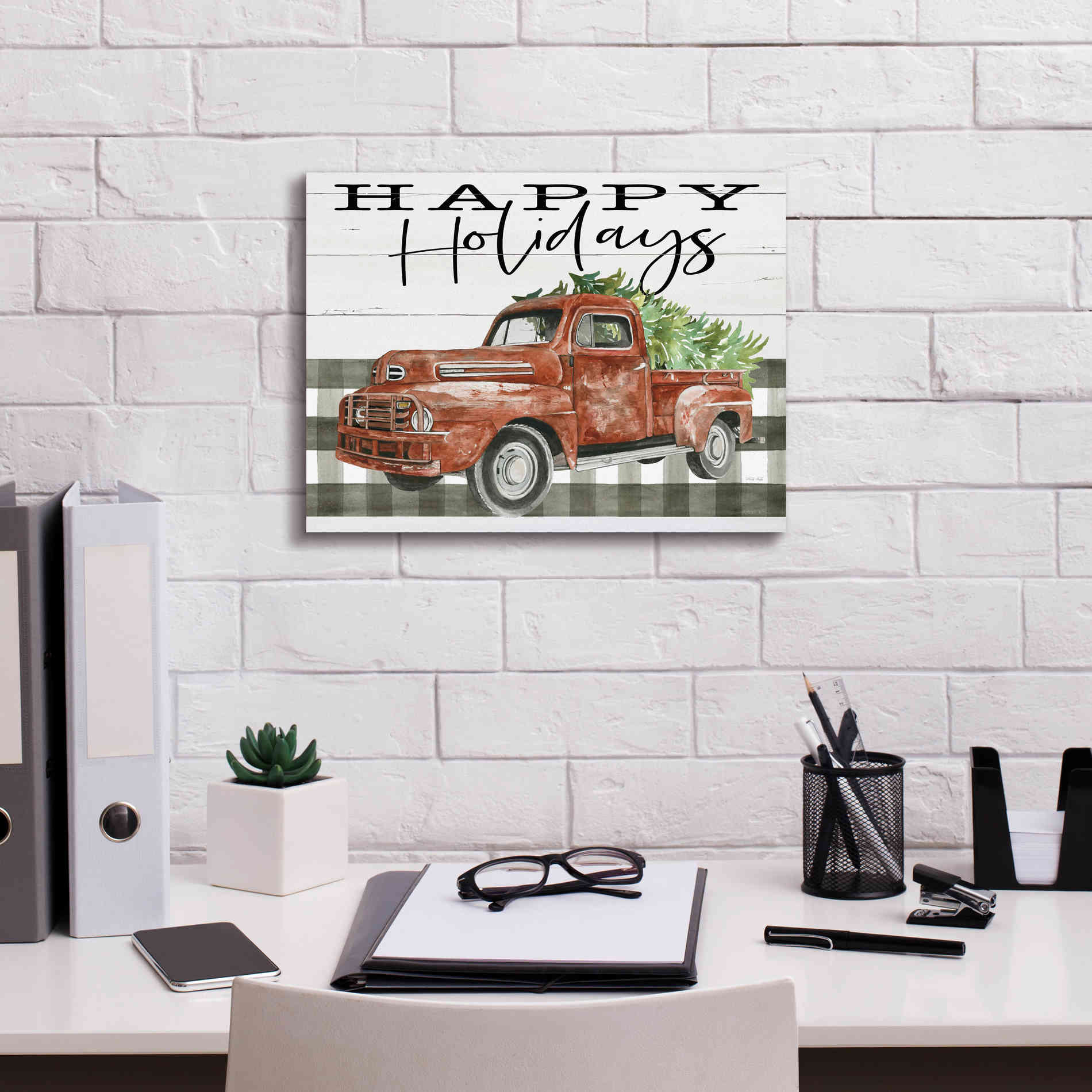 'Happy Holidays Truck' by Cindy Jacobs, Canvas Wall Art,16 x 12