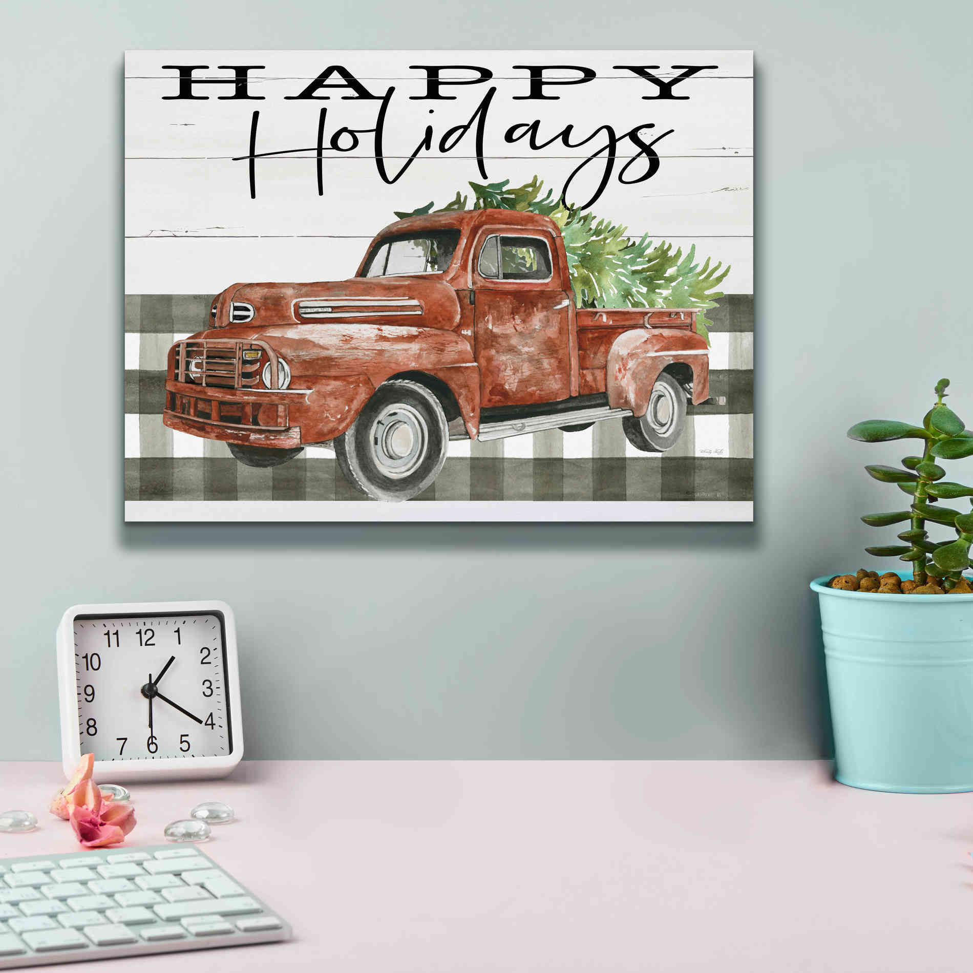 'Happy Holidays Truck' by Cindy Jacobs, Canvas Wall Art,16 x 12