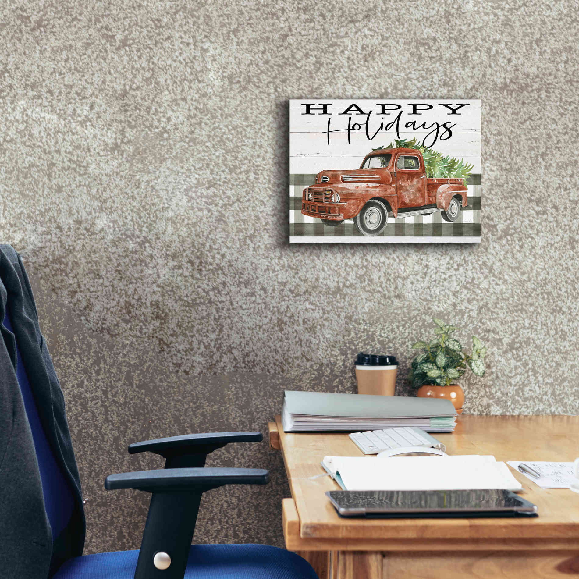 'Happy Holidays Truck' by Cindy Jacobs, Canvas Wall Art,16 x 12