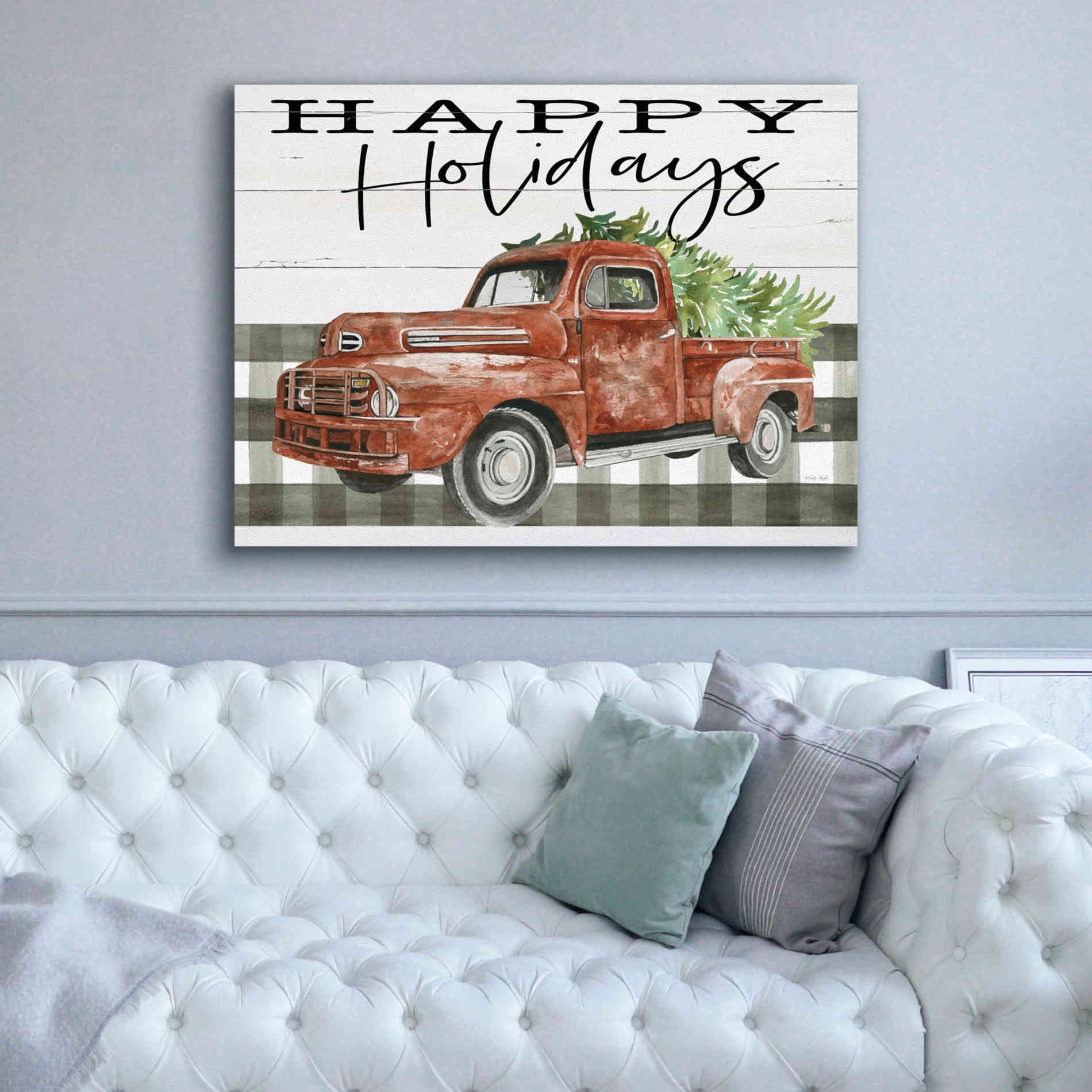 'Happy Holidays Truck' by Cindy Jacobs, Canvas Wall Art,54 x 40