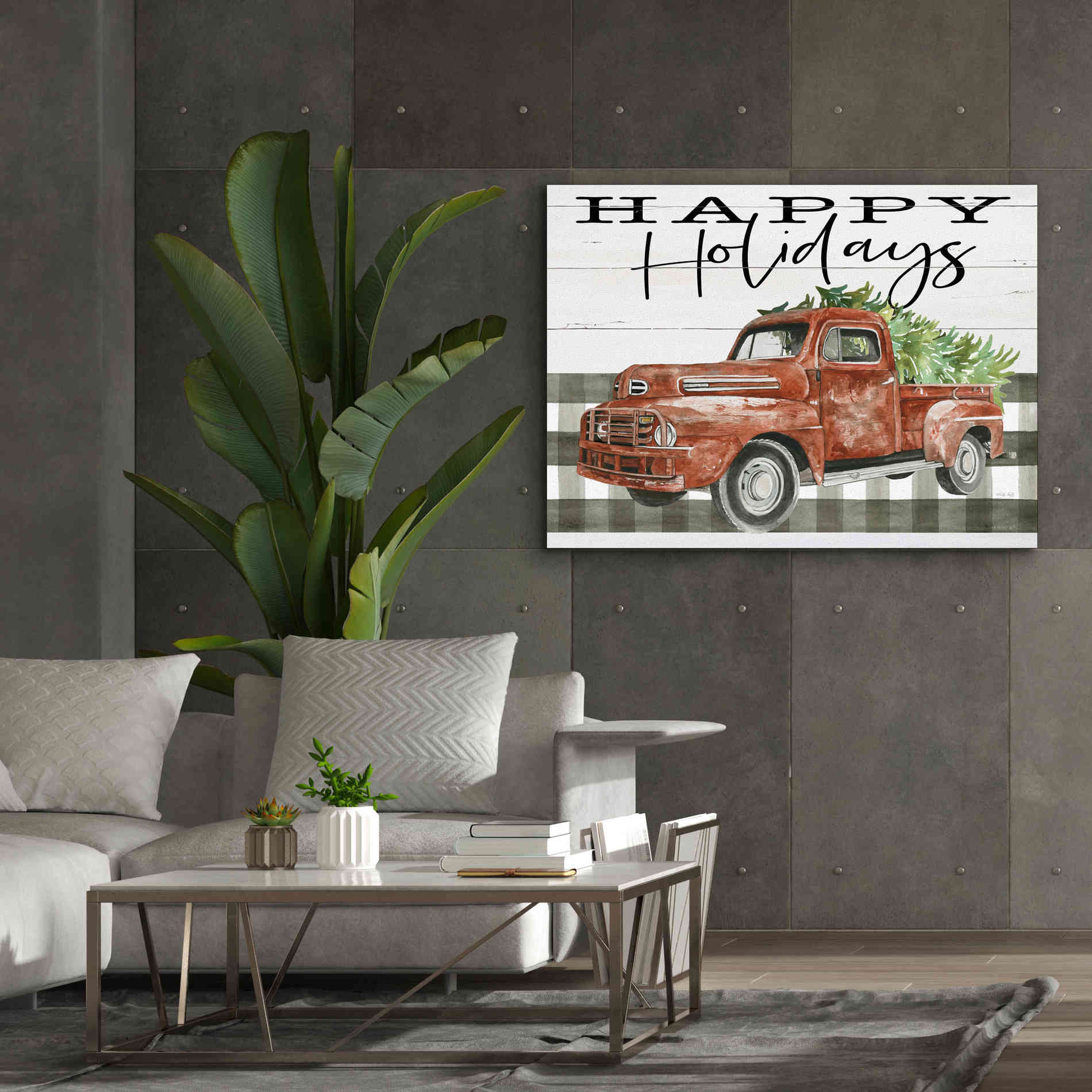 'Happy Holidays Truck' by Cindy Jacobs, Canvas Wall Art,54 x 40