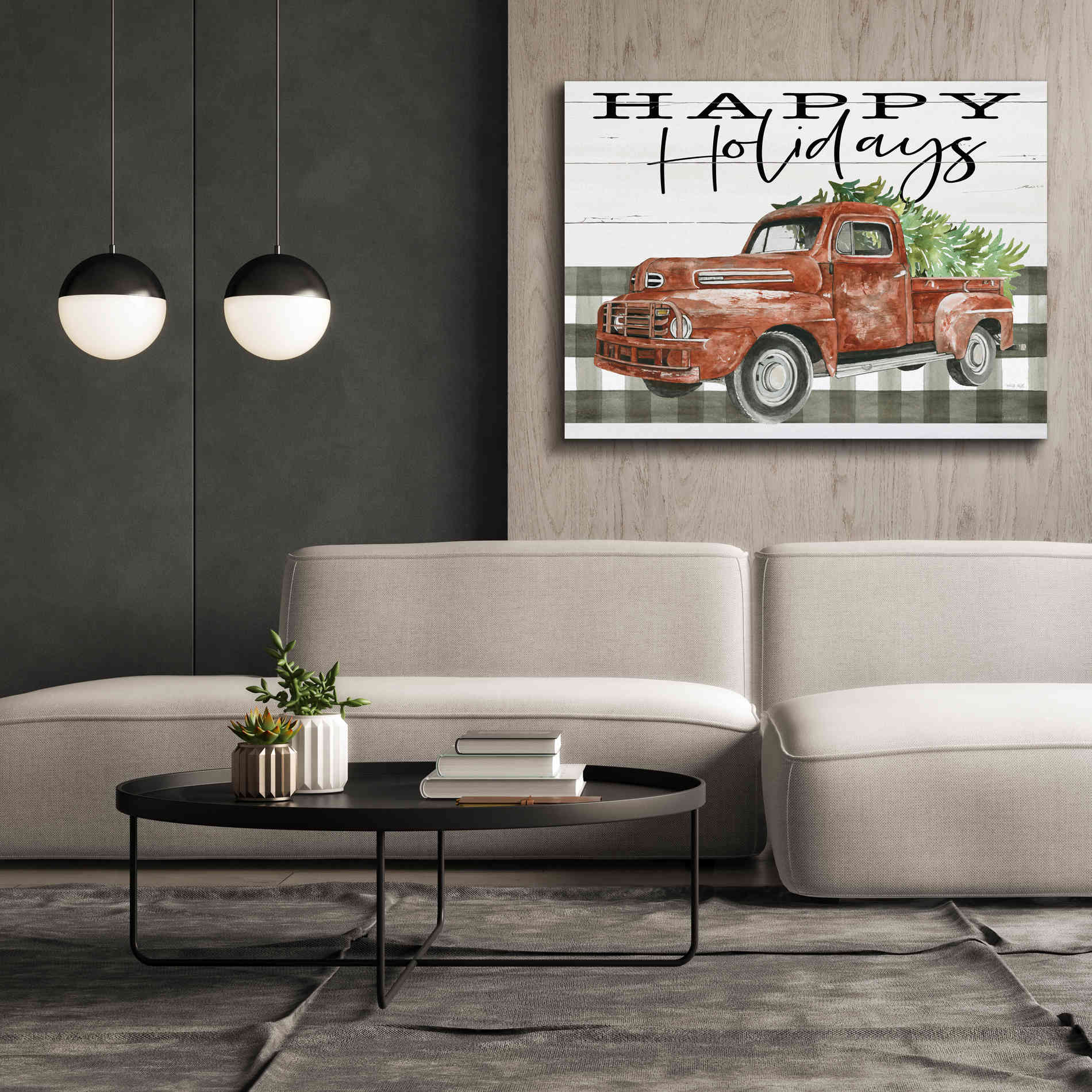 'Happy Holidays Truck' by Cindy Jacobs, Canvas Wall Art,54 x 40