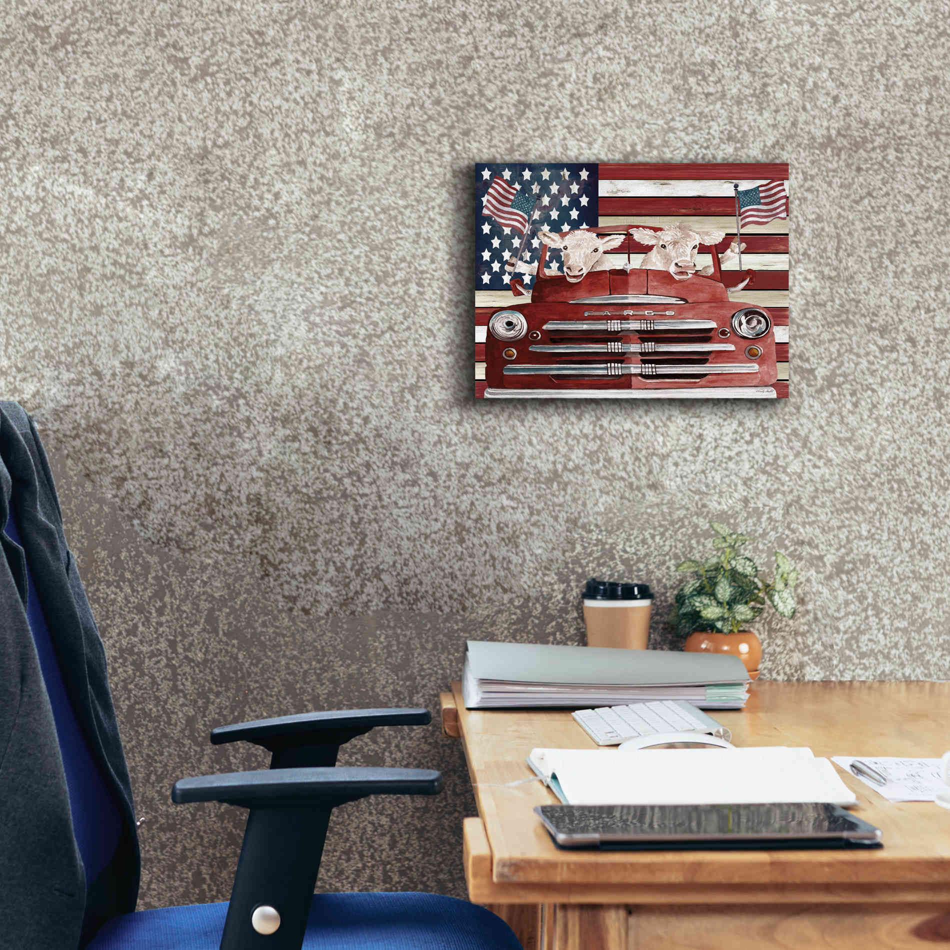 'Patriotic Cows' by Cindy Jacobs, Canvas Wall Art,16 x 12