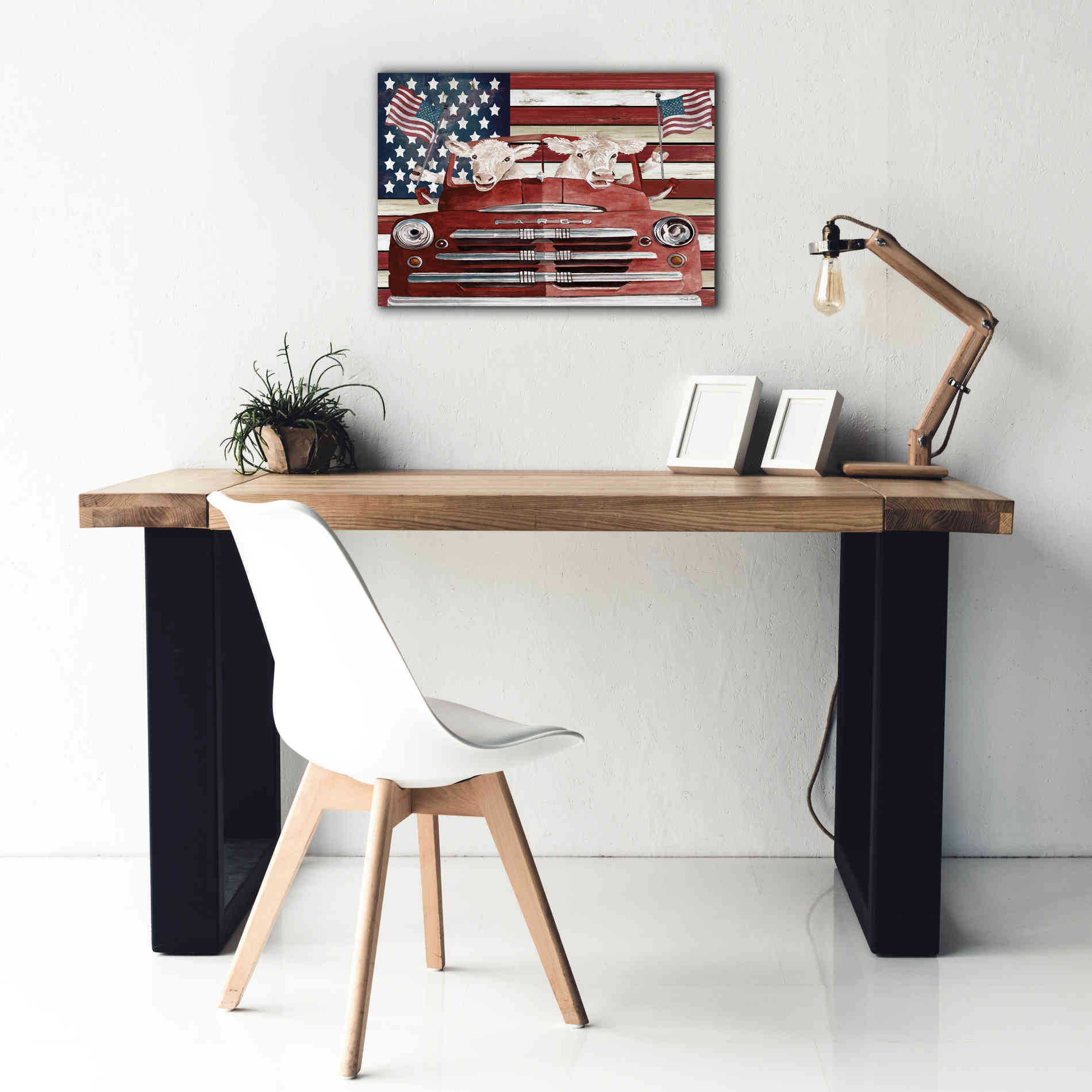 'Patriotic Cows' by Cindy Jacobs, Canvas Wall Art,26 x 18