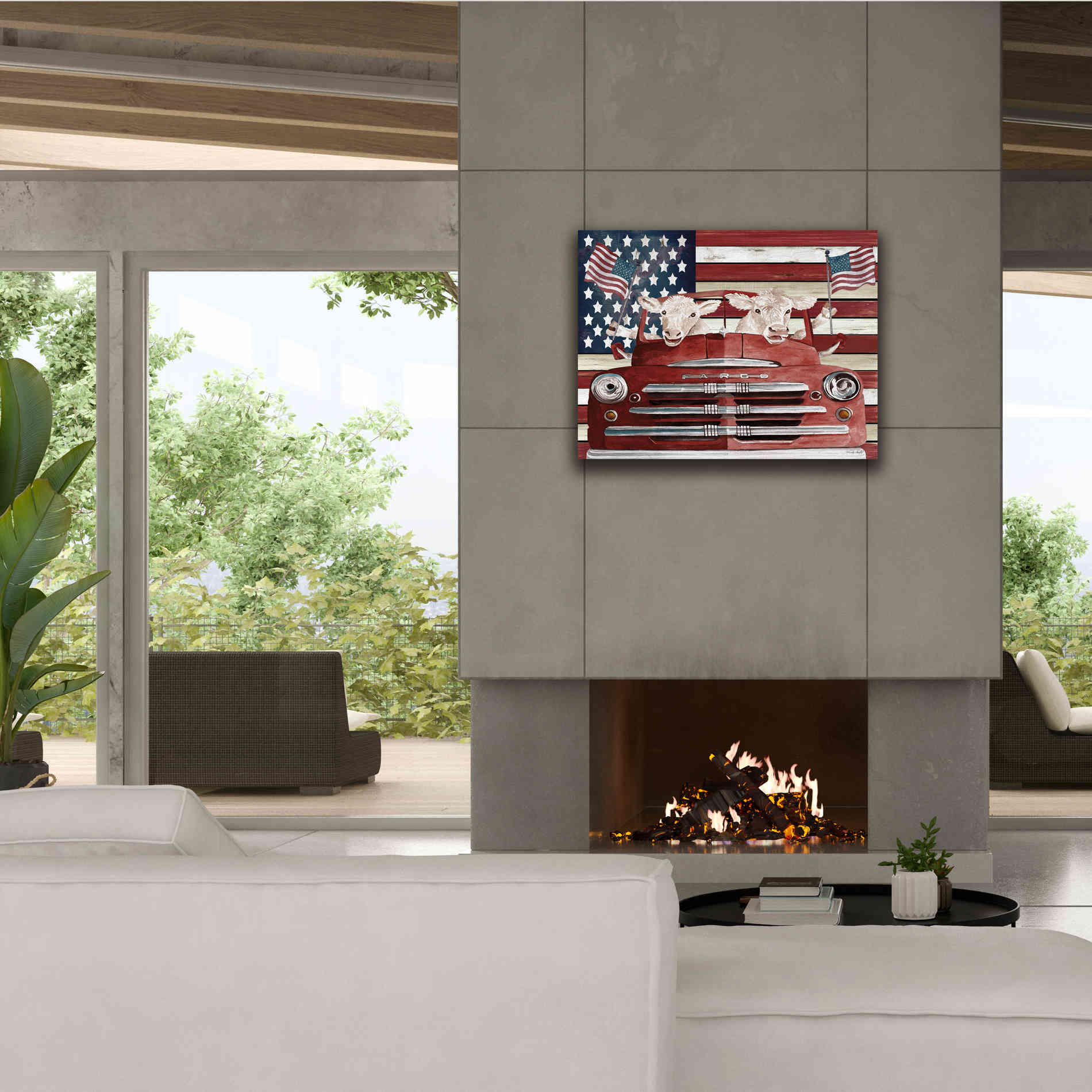 'Patriotic Cows' by Cindy Jacobs, Canvas Wall Art,34 x 26