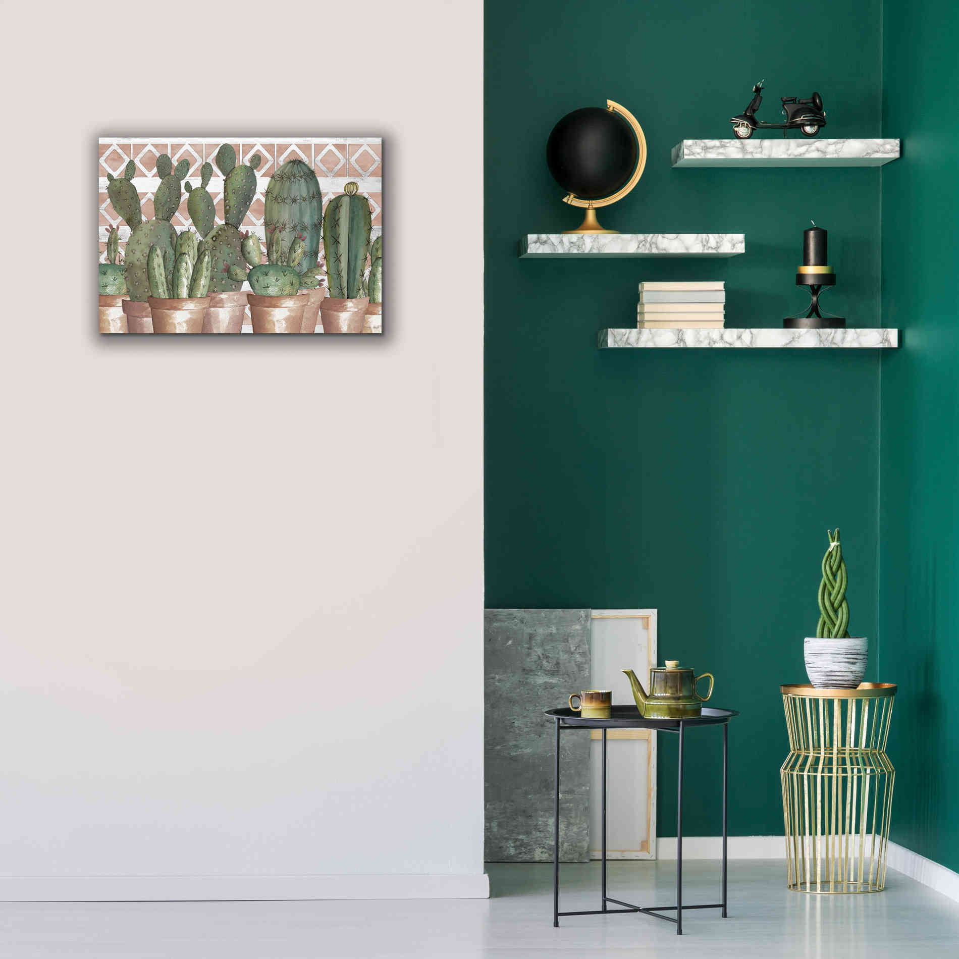'Geo Succulents' by Cindy Jacobs, Canvas Wall Art,26 x 18