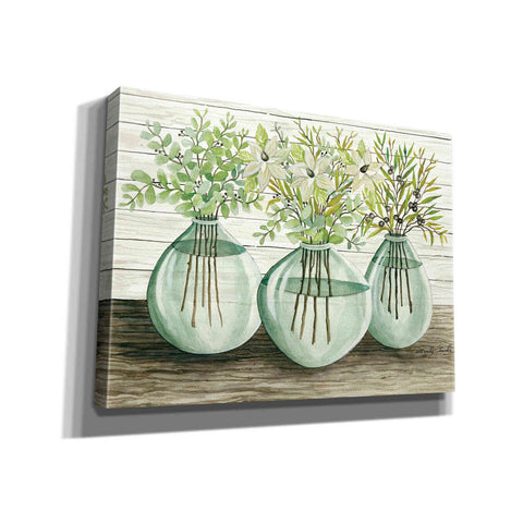 Image of 'Eucalyptus in Glass Vases' by Cindy Jacobs, Canvas Wall Art