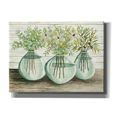 Image of 'Eucalyptus in Glass Vases' by Cindy Jacobs, Canvas Wall Art