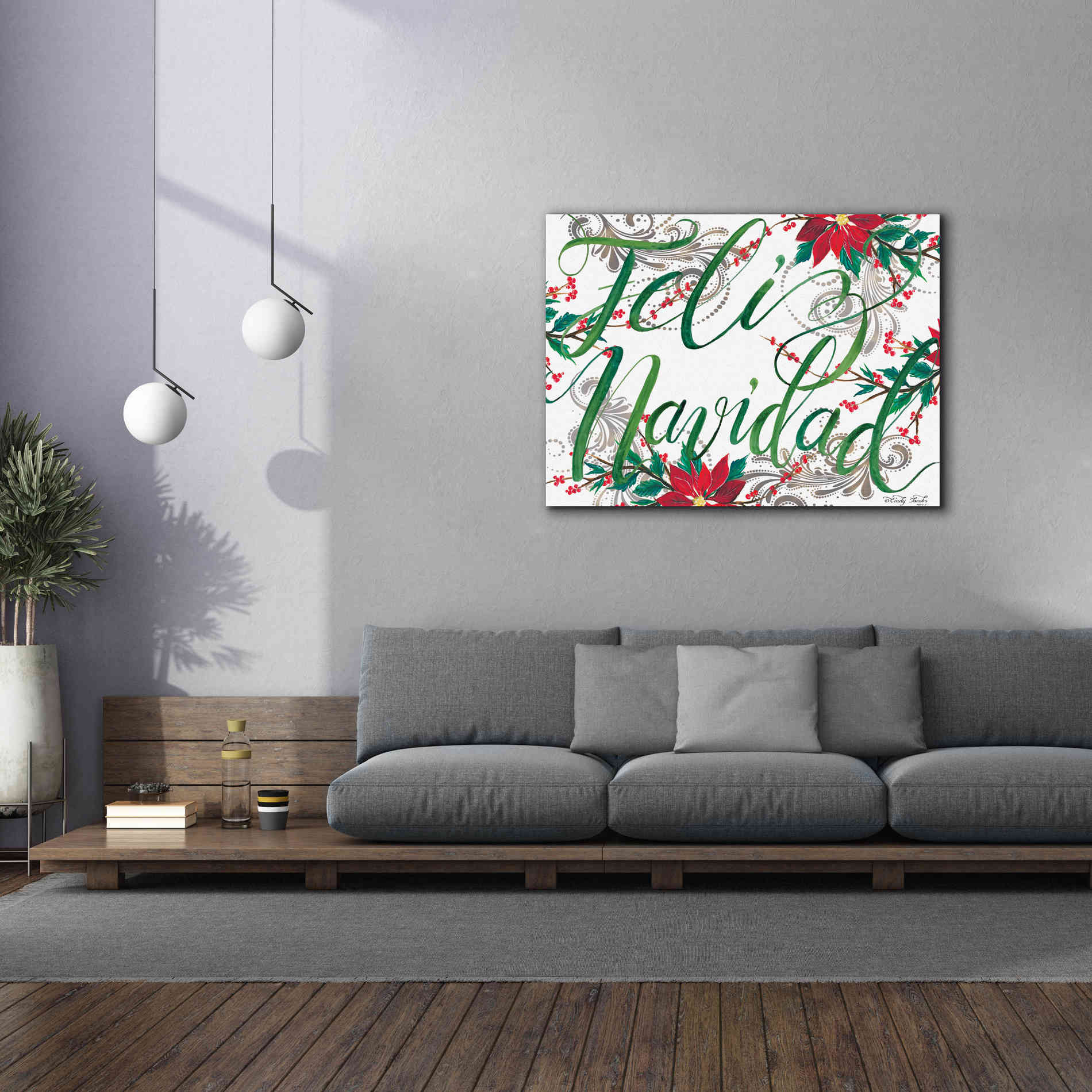 'Feliz Navidad' by Cindy Jacobs, Canvas Wall Art,54 x 40