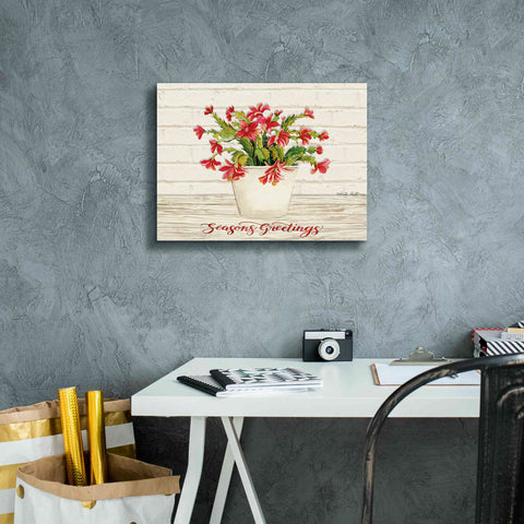 Image of 'Christmas Cactus - Season's Greetings' by Cindy Jacobs, Canvas Wall Art,16 x 12