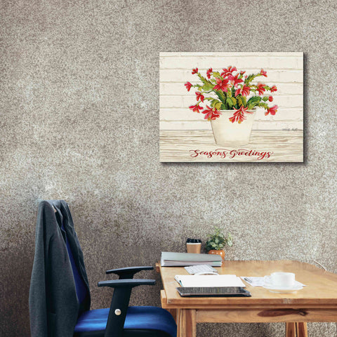 Image of 'Christmas Cactus - Season's Greetings' by Cindy Jacobs, Canvas Wall Art,34 x 26
