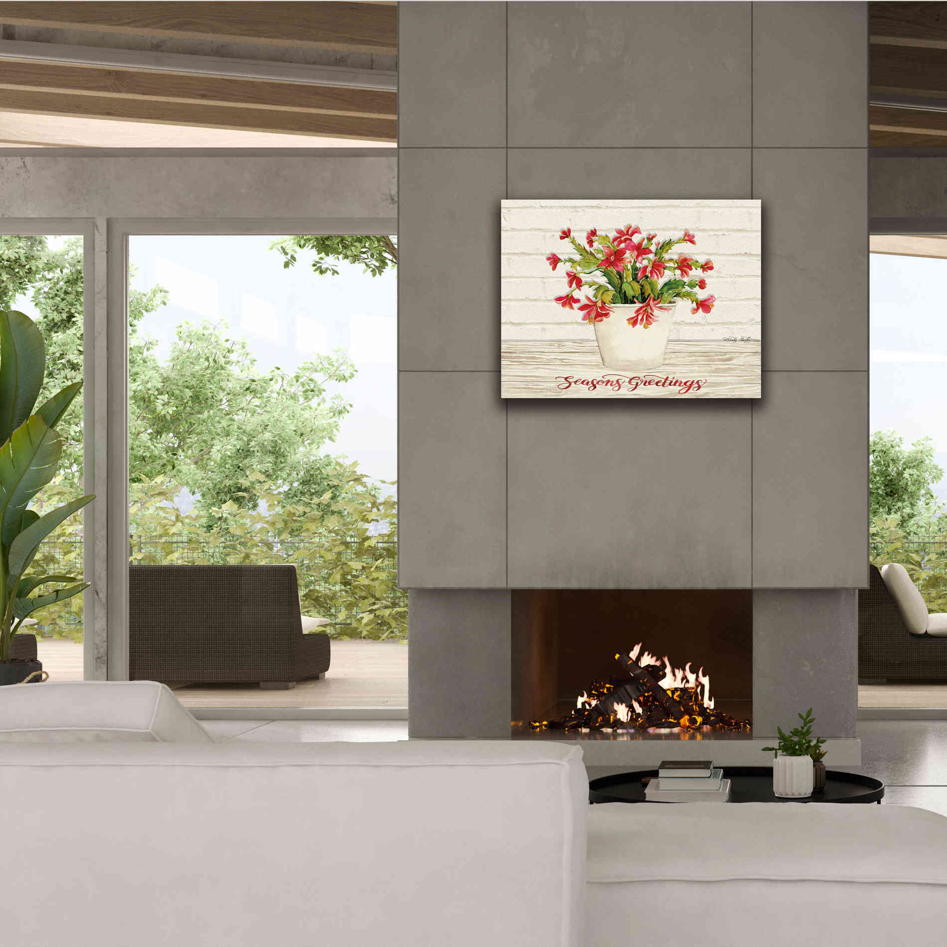 'Christmas Cactus - Season's Greetings' by Cindy Jacobs, Canvas Wall Art,34 x 26