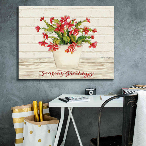 Image of 'Christmas Cactus - Season's Greetings' by Cindy Jacobs, Canvas Wall Art,34 x 26