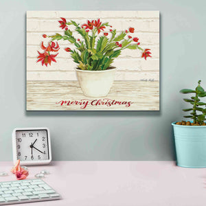 'Christmas Cactus - Merry Christmas' by Cindy Jacobs, Canvas Wall Art,16 x 12