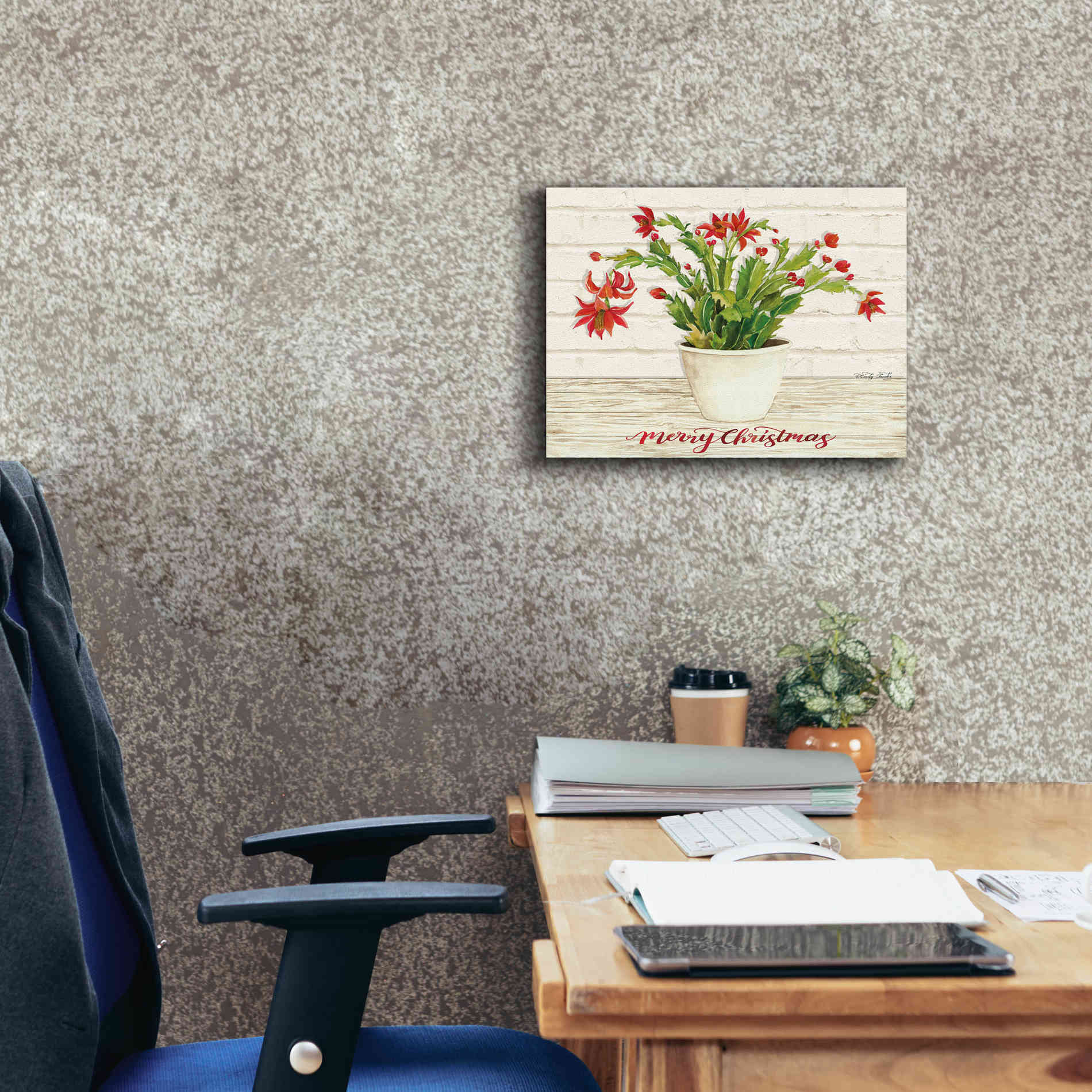 'Christmas Cactus - Merry Christmas' by Cindy Jacobs, Canvas Wall Art,16 x 12