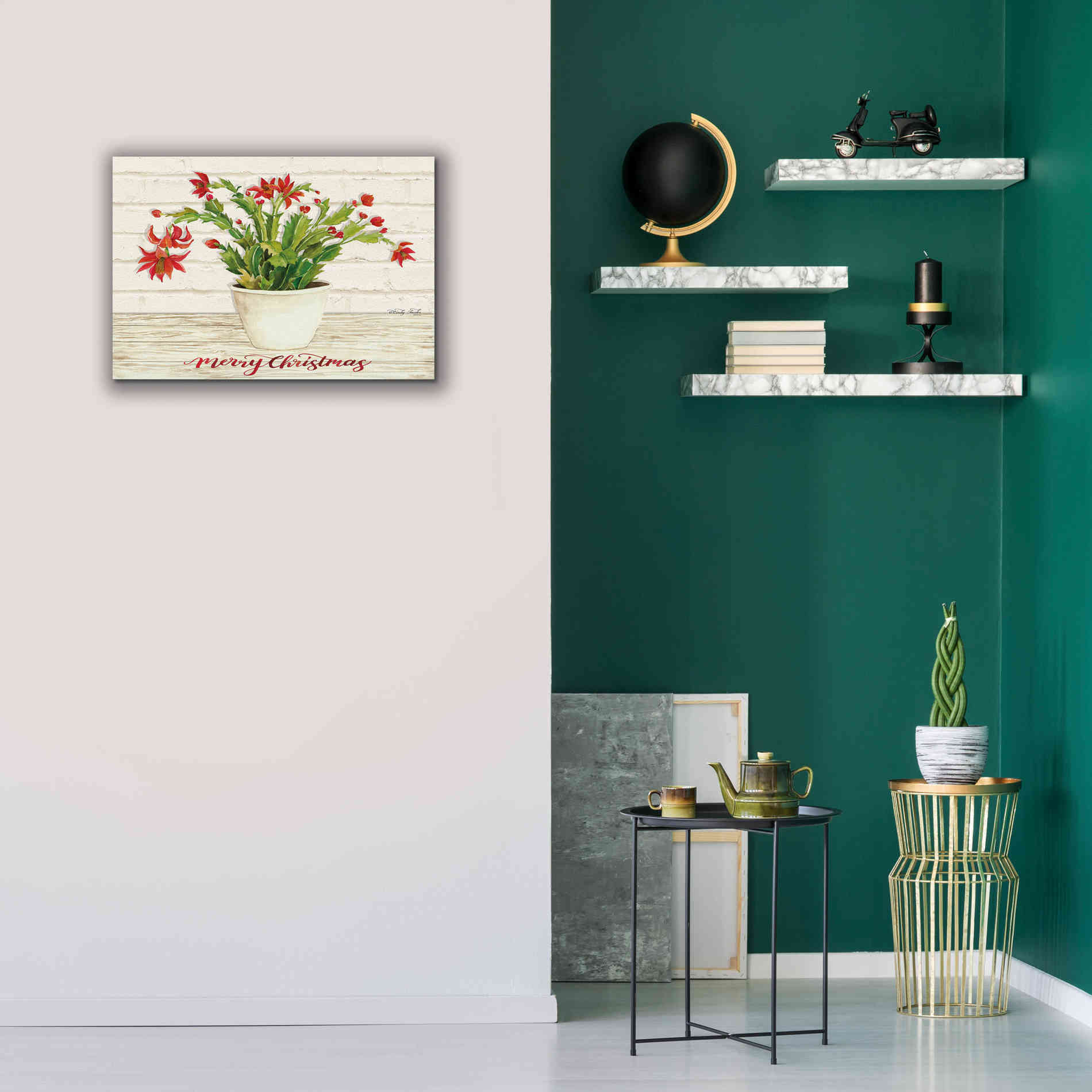 'Christmas Cactus - Merry Christmas' by Cindy Jacobs, Canvas Wall Art,26 x 18