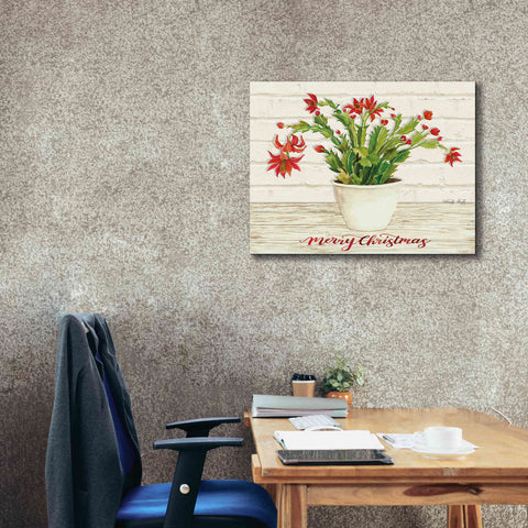 Image of 'Christmas Cactus - Merry Christmas' by Cindy Jacobs, Canvas Wall Art,34 x 26