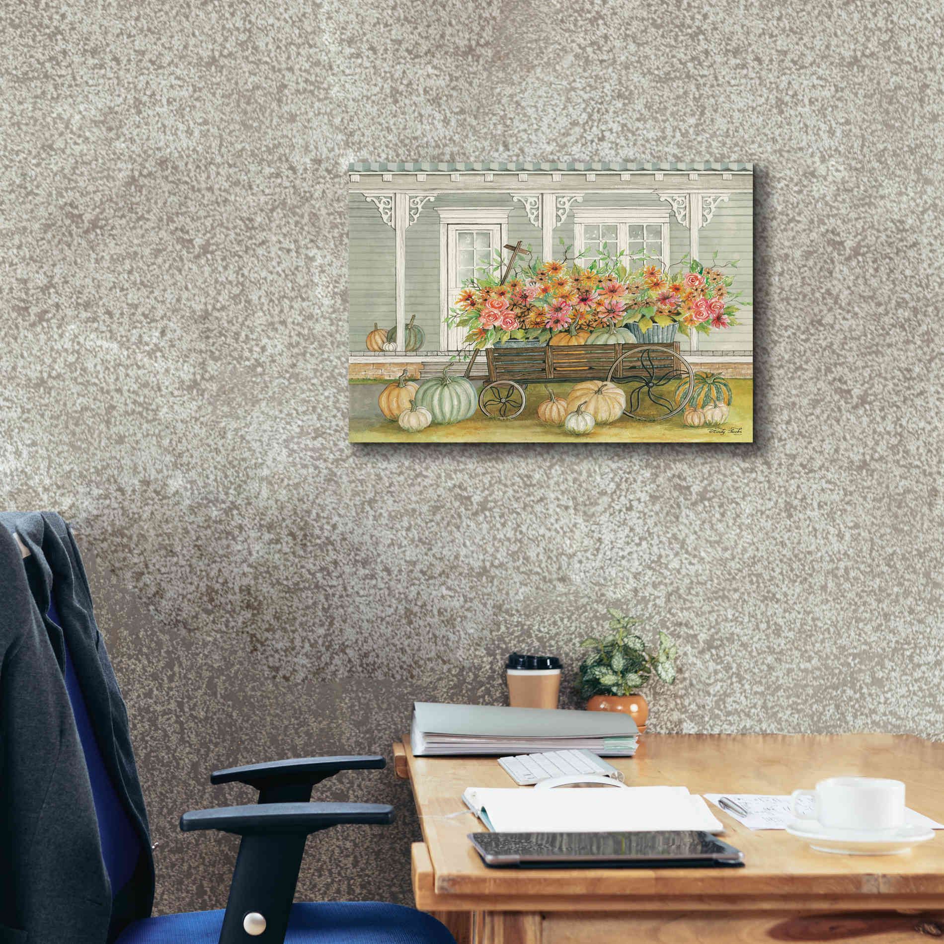 'Fall Wagon' by Cindy Jacobs, Canvas Wall Art,26 x 18