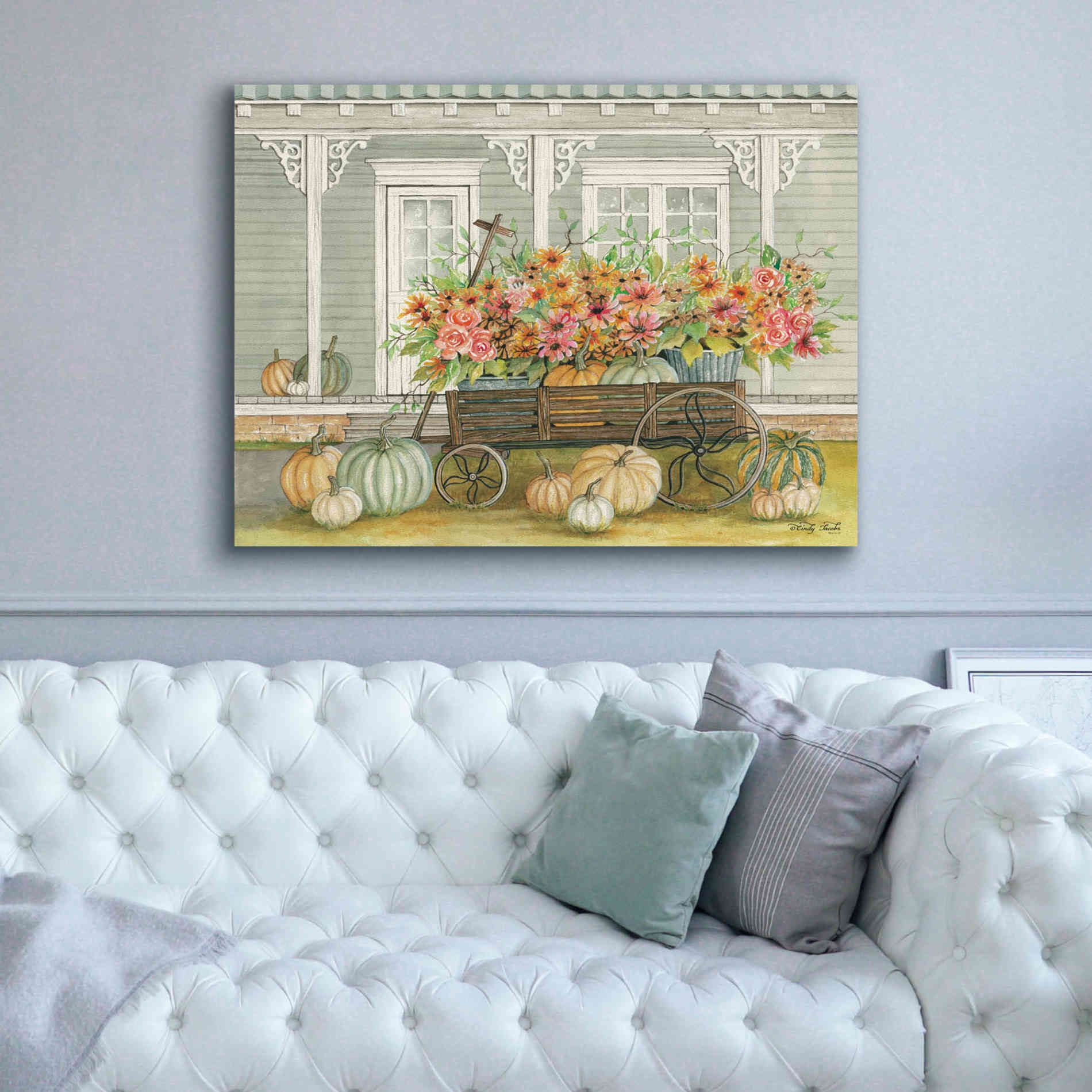 'Fall Wagon' by Cindy Jacobs, Canvas Wall Art,54 x 40