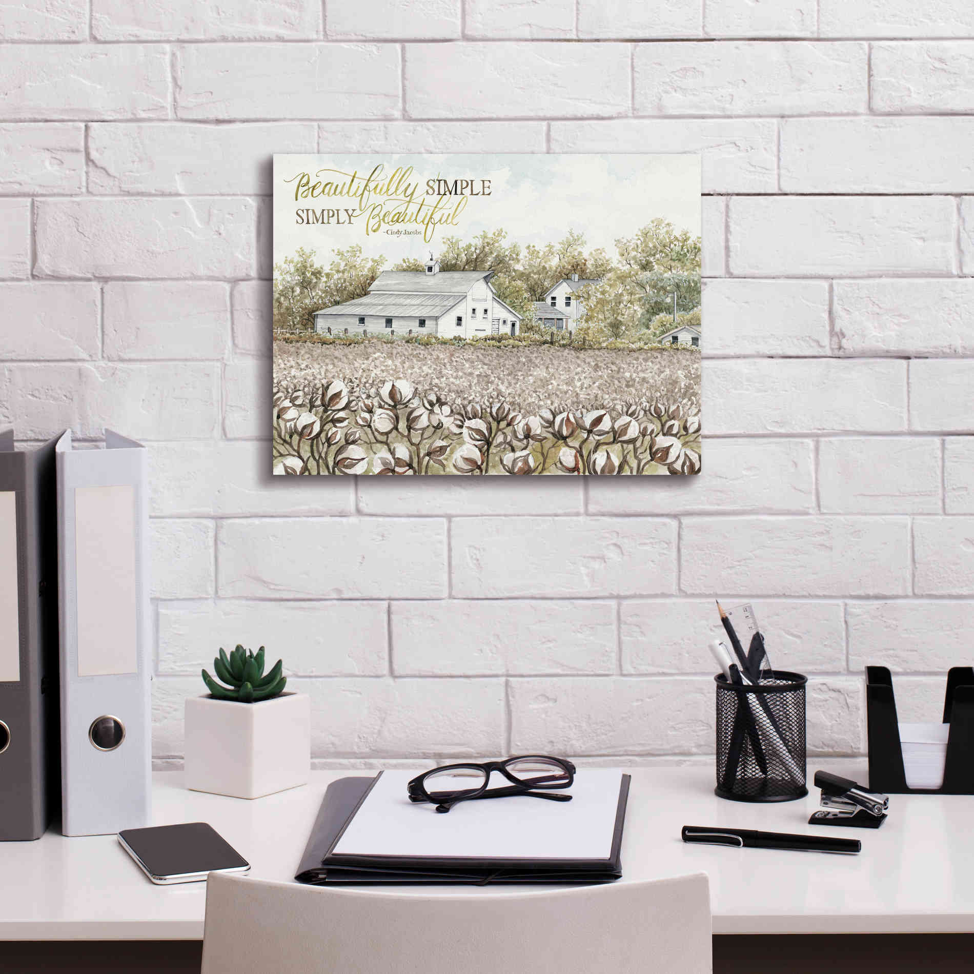 'Beautifully Simple Cotton Farm' by Cindy Jacobs, Canvas Wall Art,16 x 12