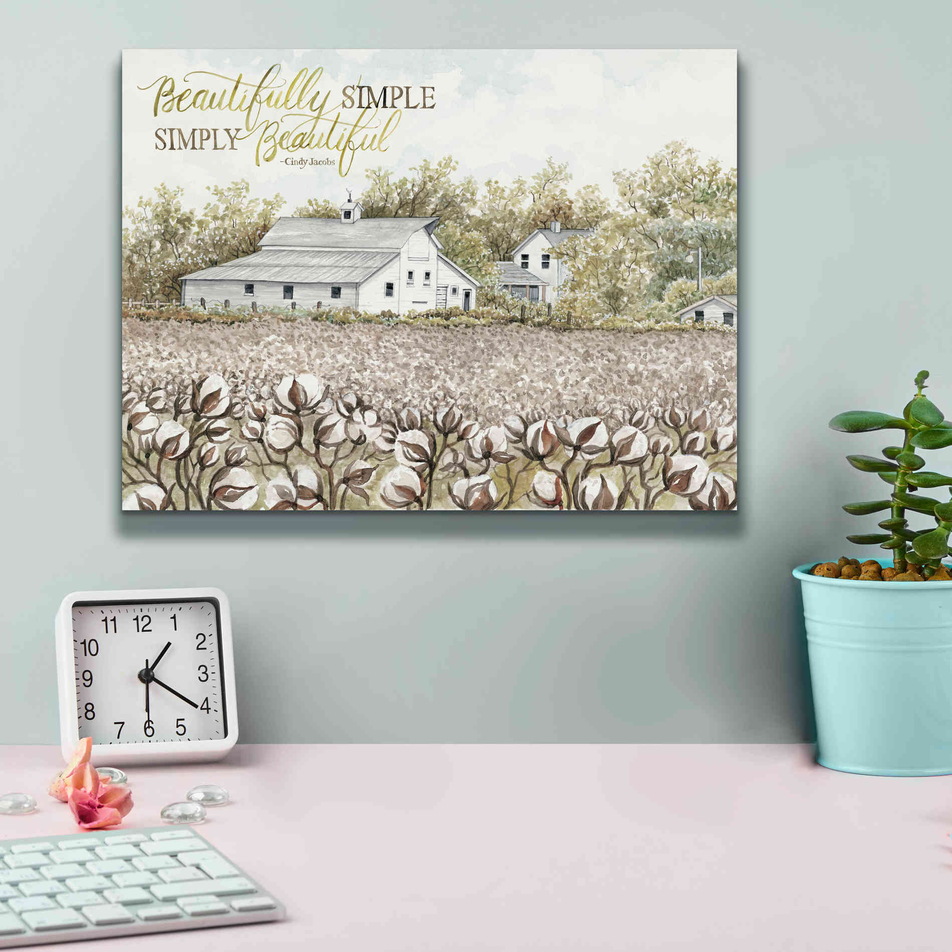'Beautifully Simple Cotton Farm' by Cindy Jacobs, Canvas Wall Art,16 x 12