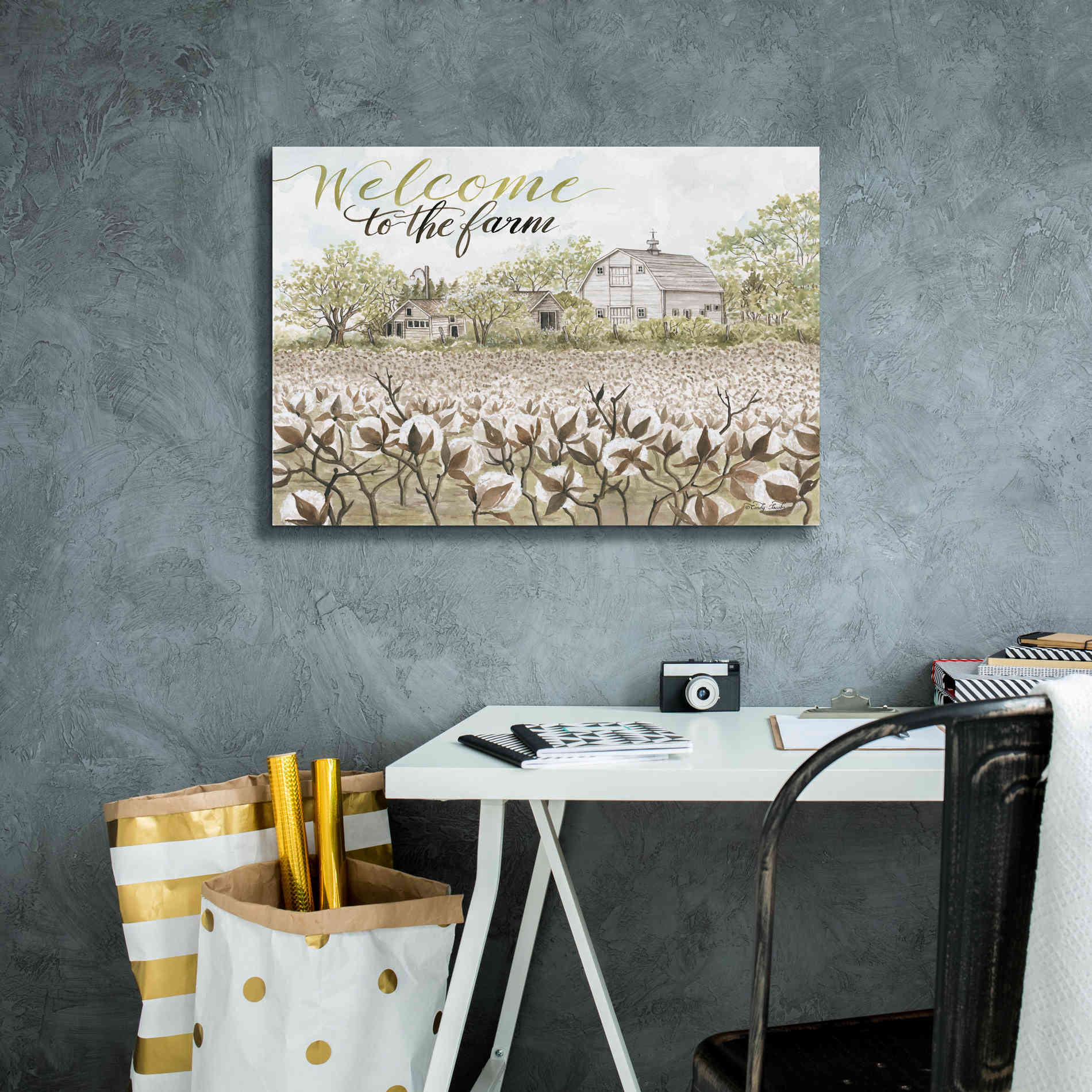 'Welcome to the Farm' by Cindy Jacobs, Canvas Wall Art,26 x 18