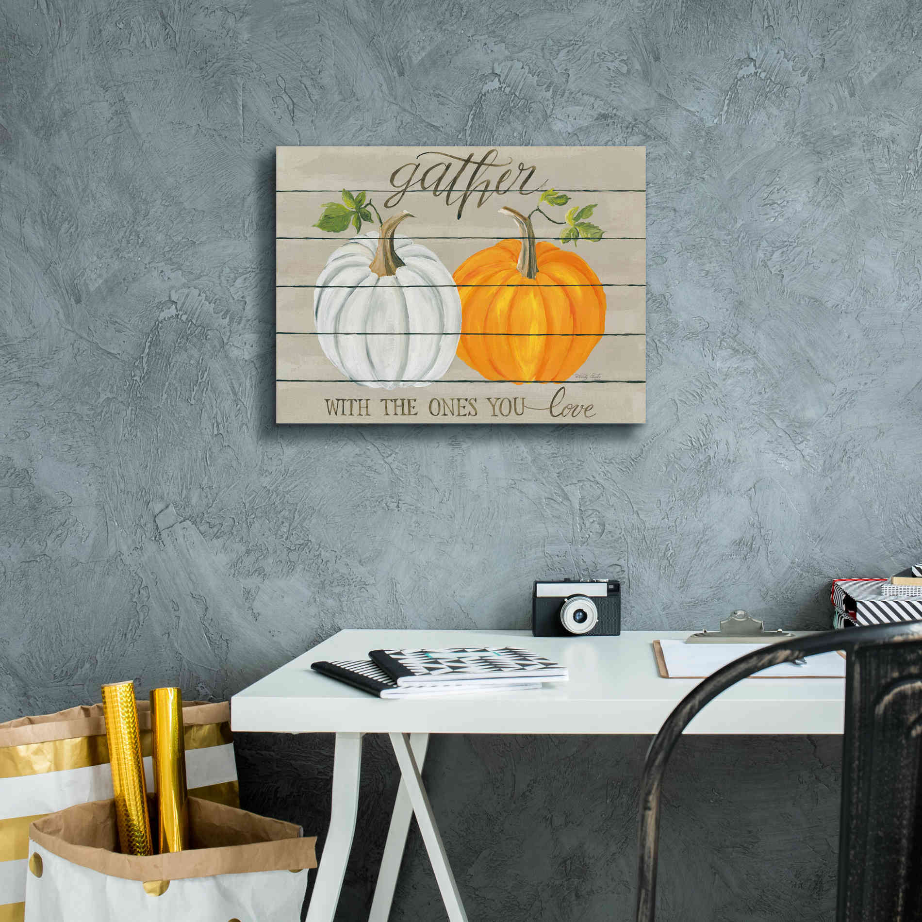 'Gather With The Ones You Love Pumpkins' by Cindy Jacobs, Canvas Wall Art,16 x 12