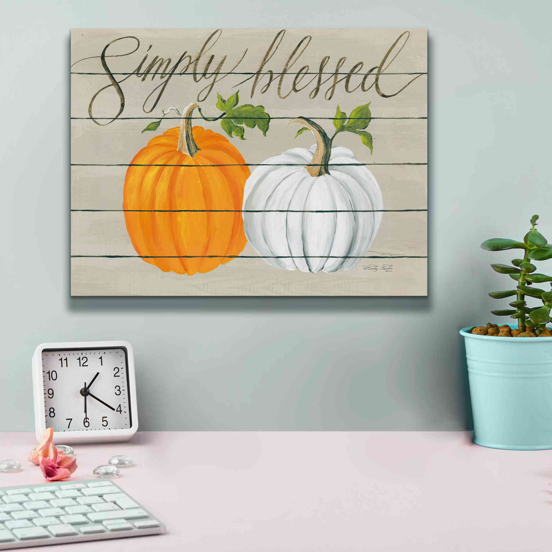 'Simply Blessed Pumpkins' by Cindy Jacobs, Canvas Wall Art,16 x 12
