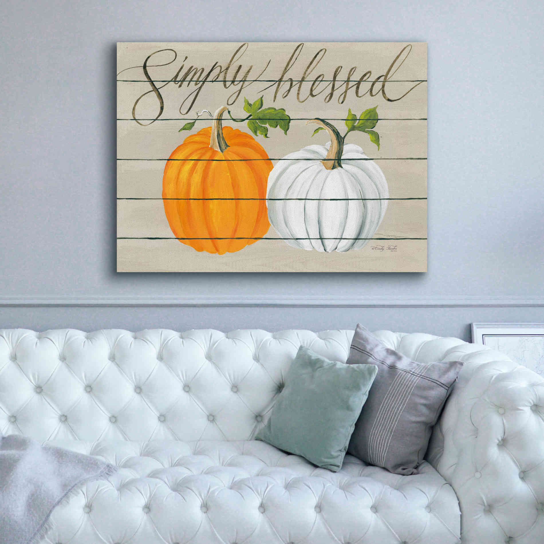 'Simply Blessed Pumpkins' by Cindy Jacobs, Canvas Wall Art,54 x 40