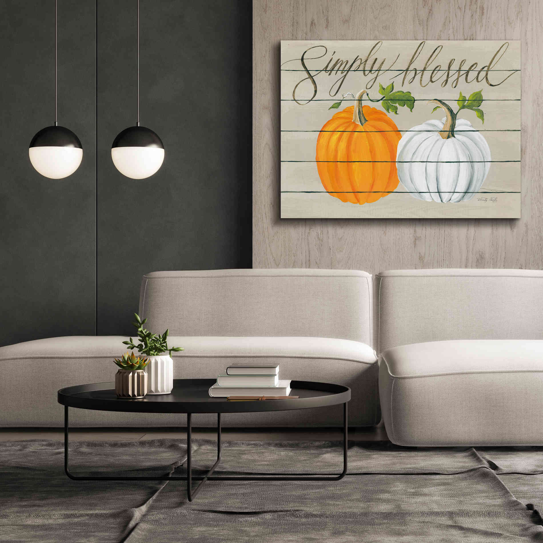 'Simply Blessed Pumpkins' by Cindy Jacobs, Canvas Wall Art,54 x 40