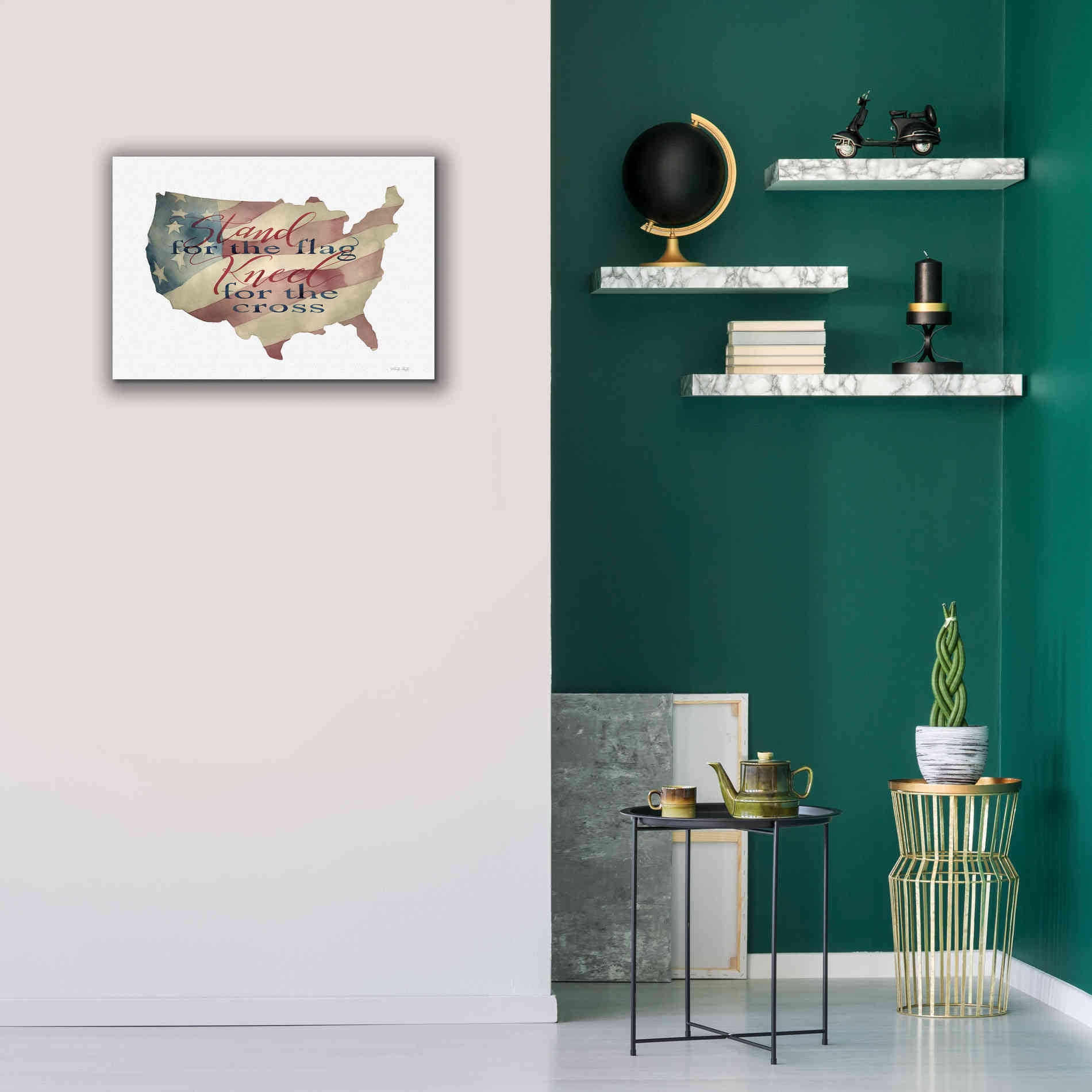 'USA Stand for the Flag' by Cindy Jacobs, Canvas Wall Art,26 x 18