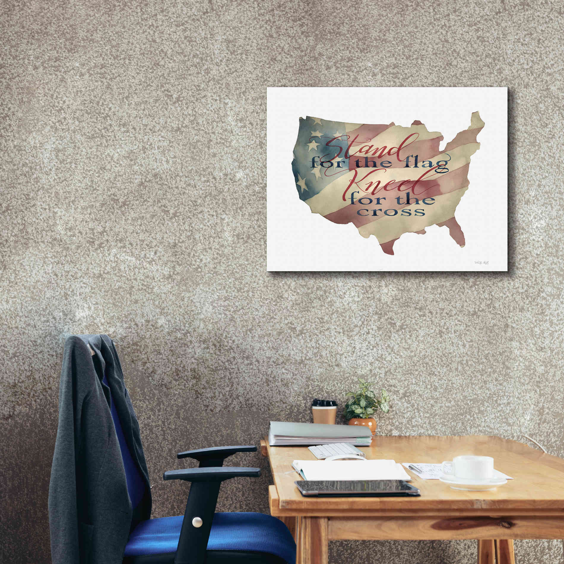 'USA Stand for the Flag' by Cindy Jacobs, Canvas Wall Art,34 x 26