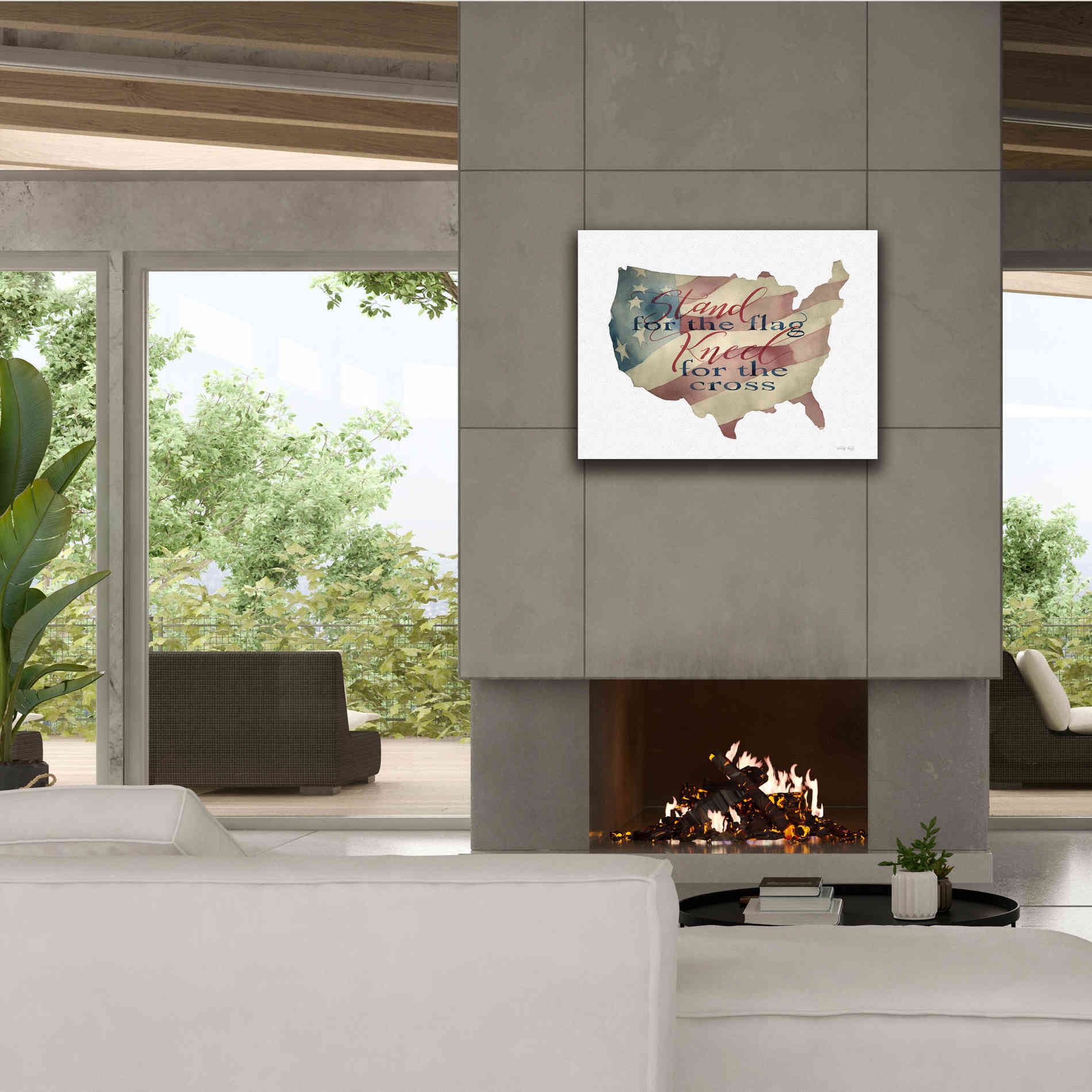 'USA Stand for the Flag' by Cindy Jacobs, Canvas Wall Art,34 x 26