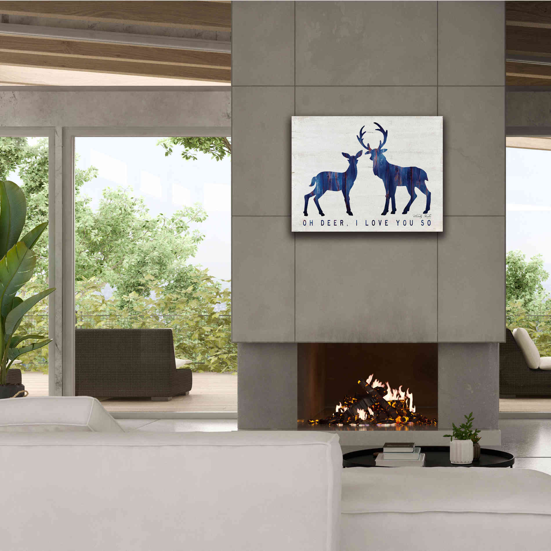 'Oh Deer, I Love You So' by Cindy Jacobs, Canvas Wall Art,34 x 26