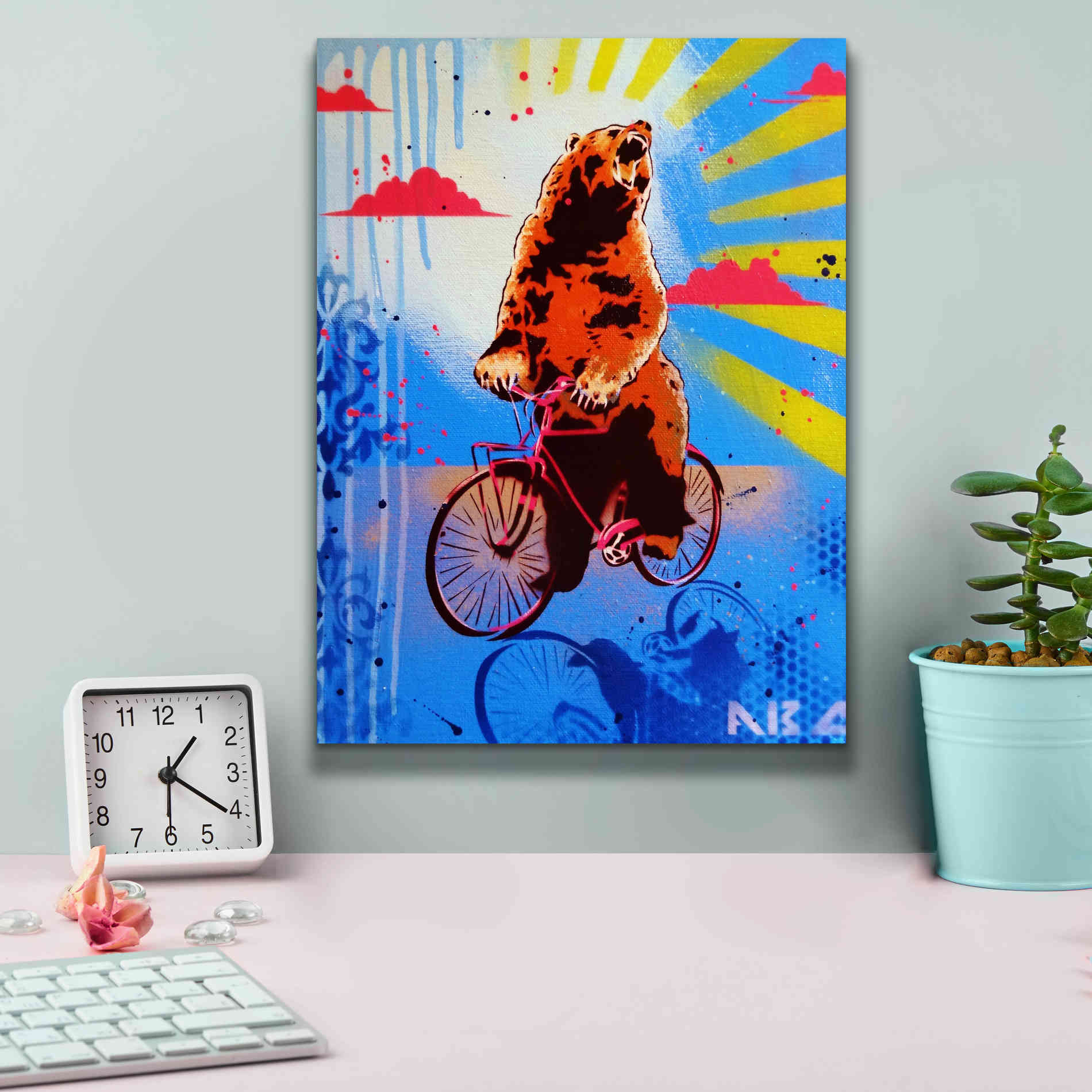 'Bear Back Rider' by AbcArtAttack, Canvas Wall Art,12 x 16